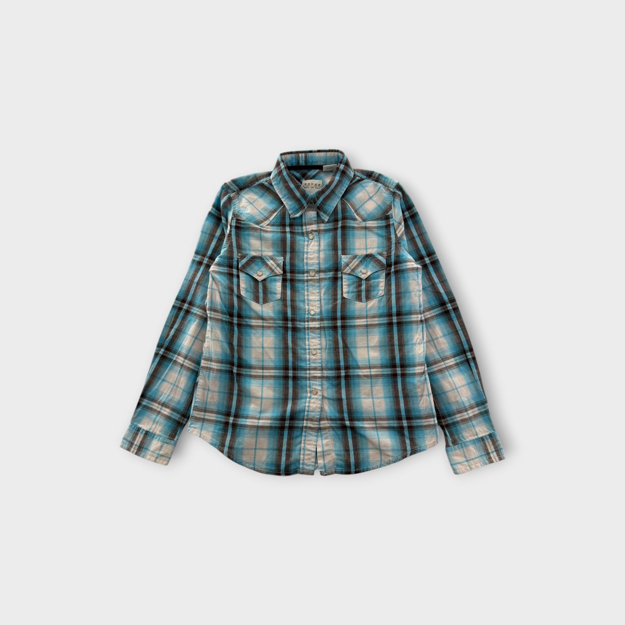 Roper Blue Plaid Shirt, Size 7-8