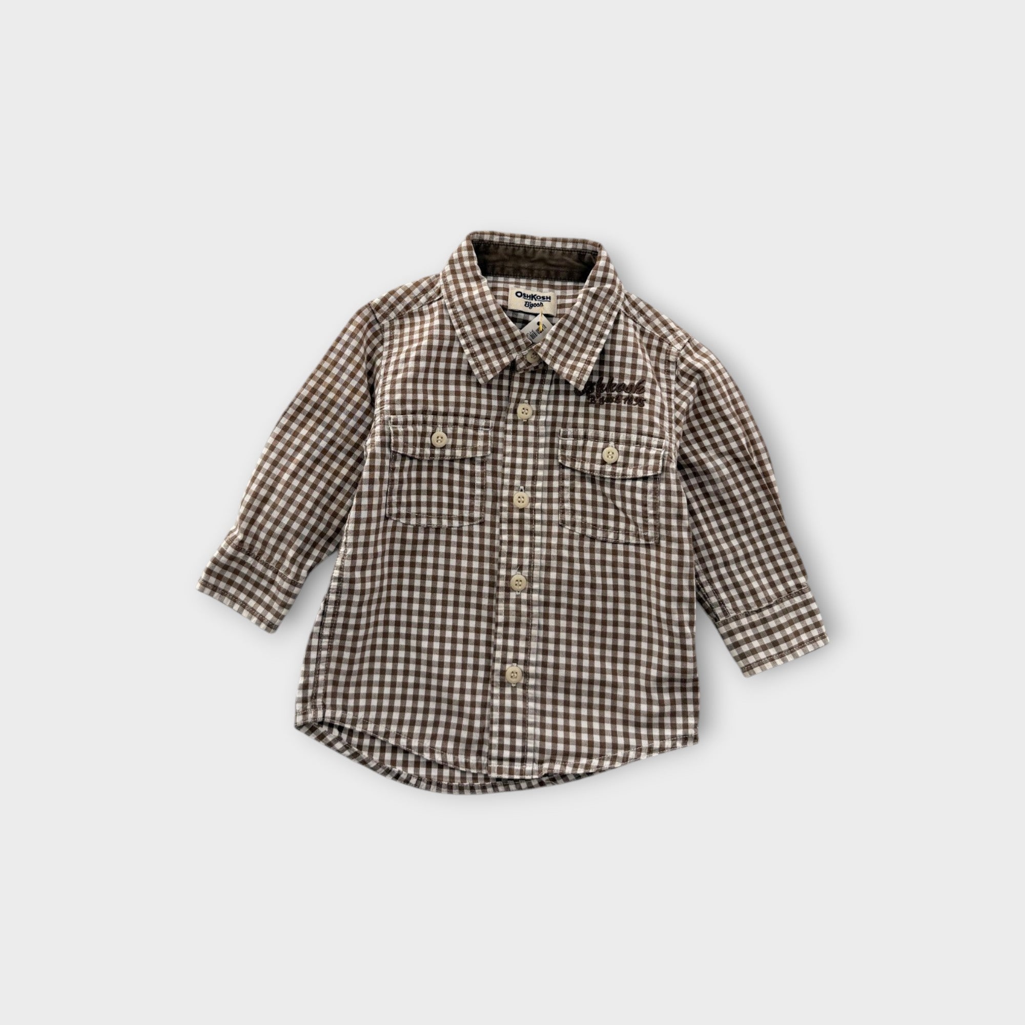 Oshkosh B'Gosh Brown Check Shirt, Size 0