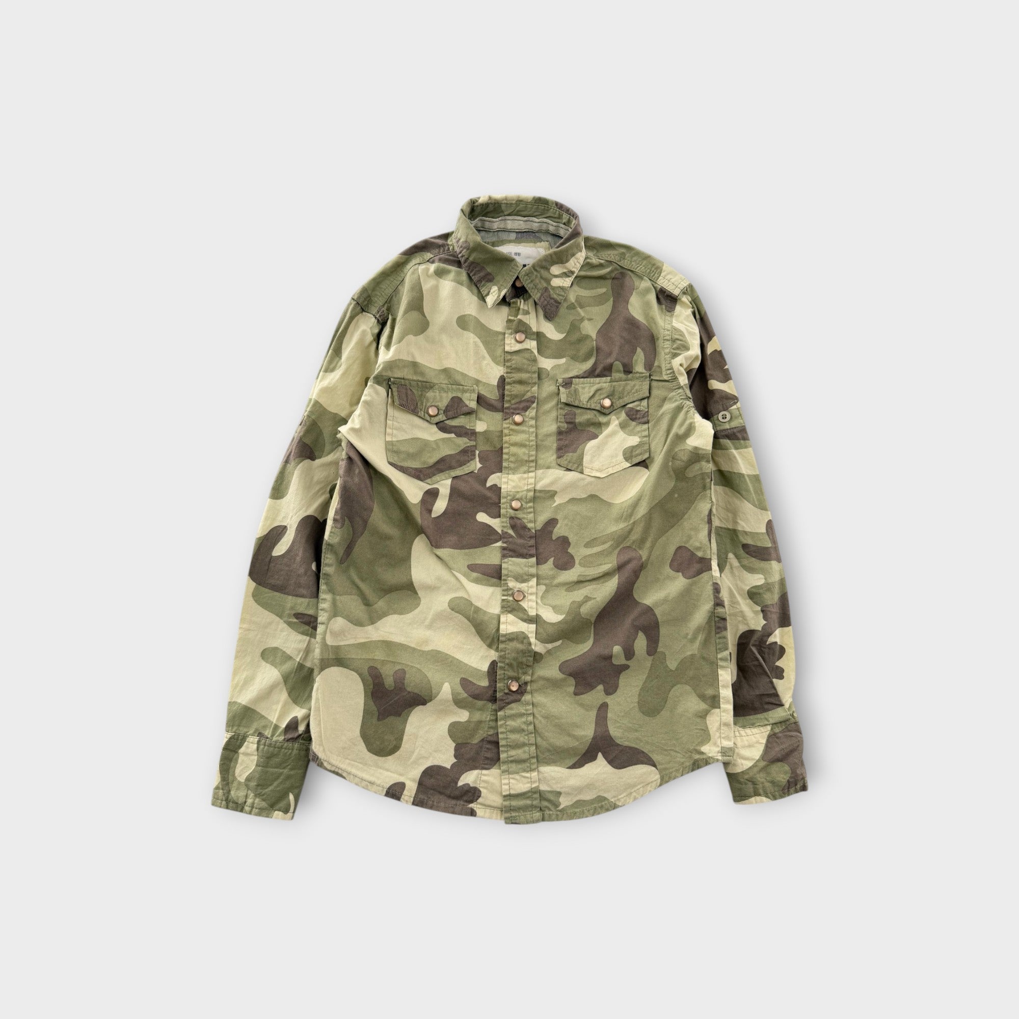 Retro Ditch Plains Camo Print Shirt, Size 8