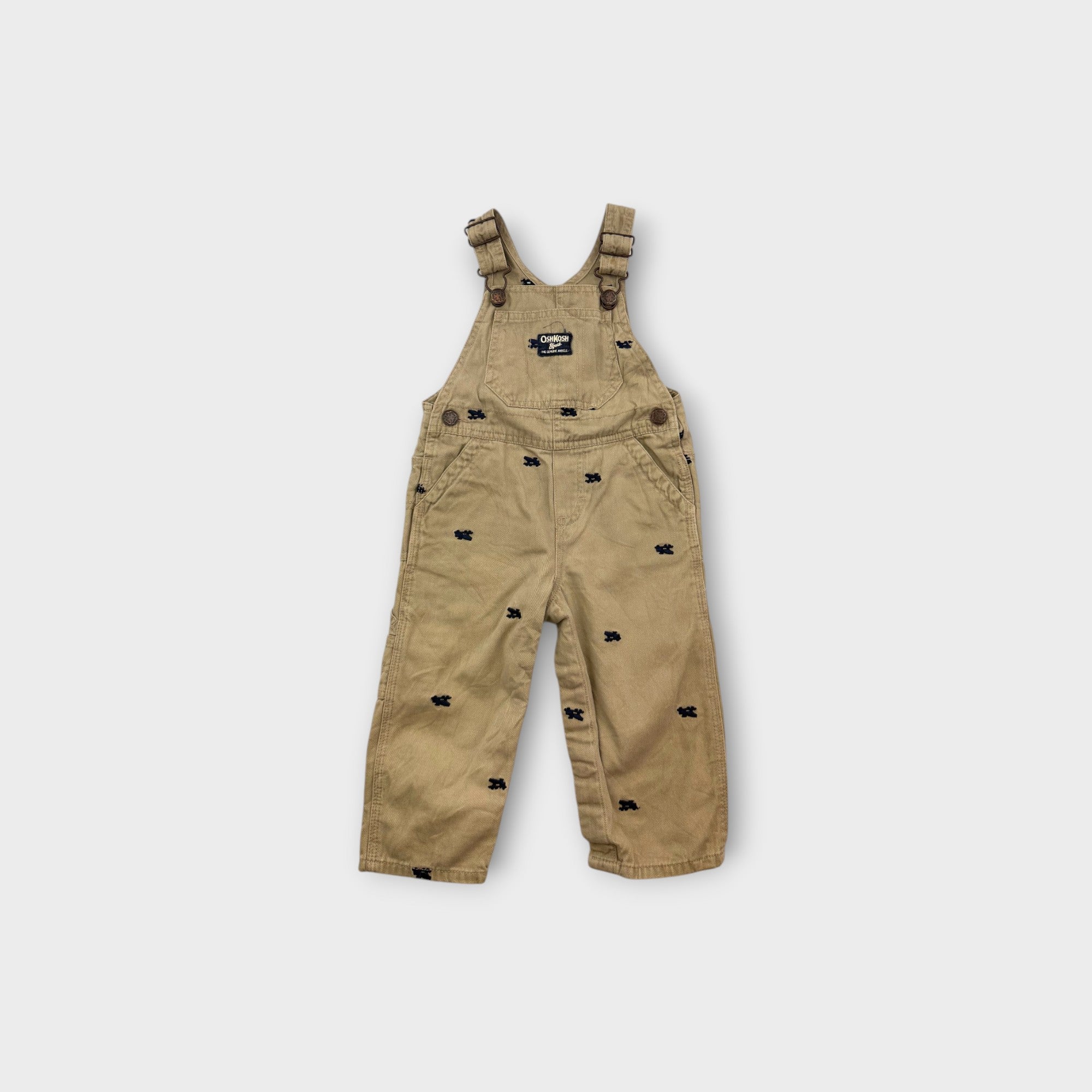 Retro Oshkosh B'Gosh Khaki Train Overalls, Size 18m