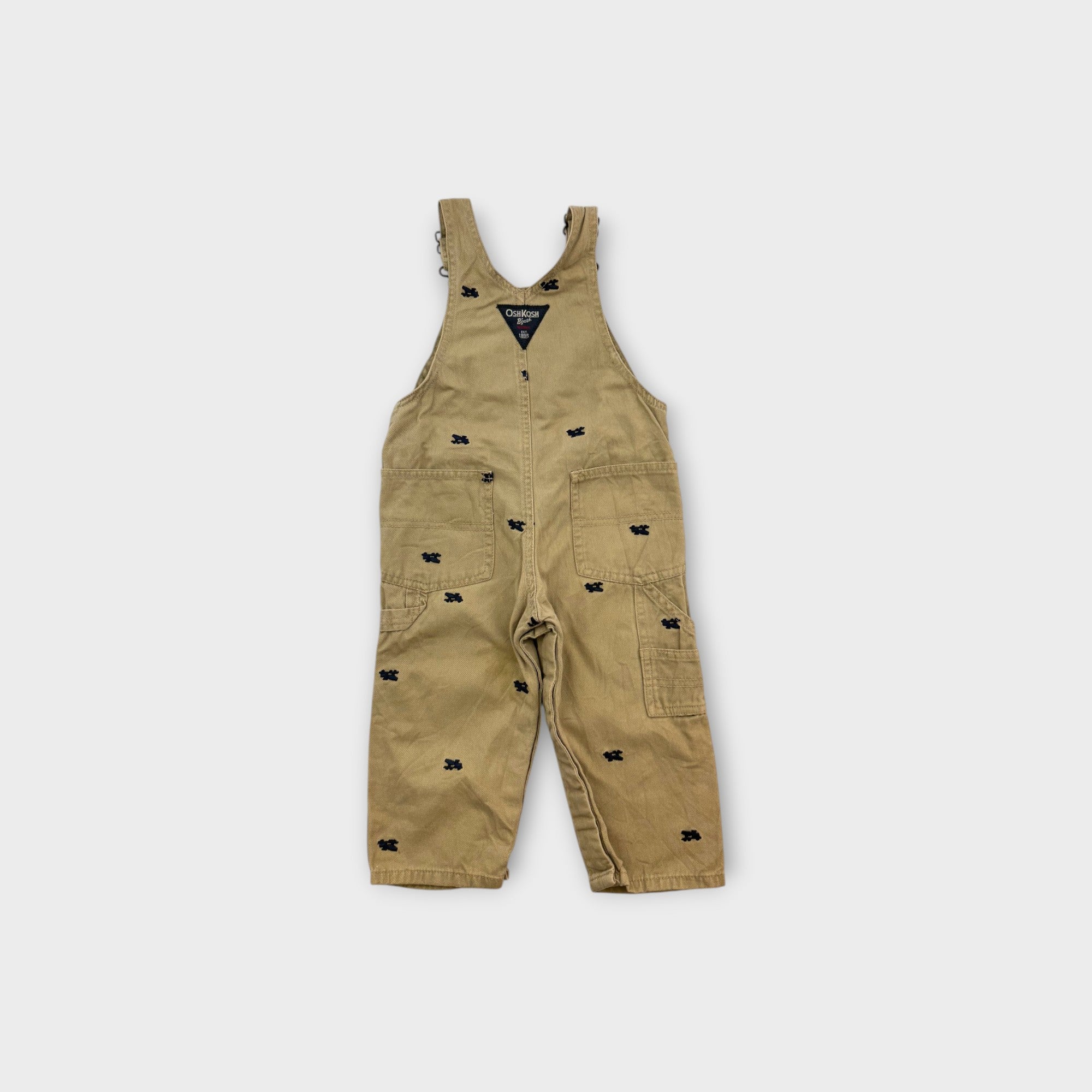 Retro Oshkosh B'Gosh Khaki Train Overalls, Size 18m