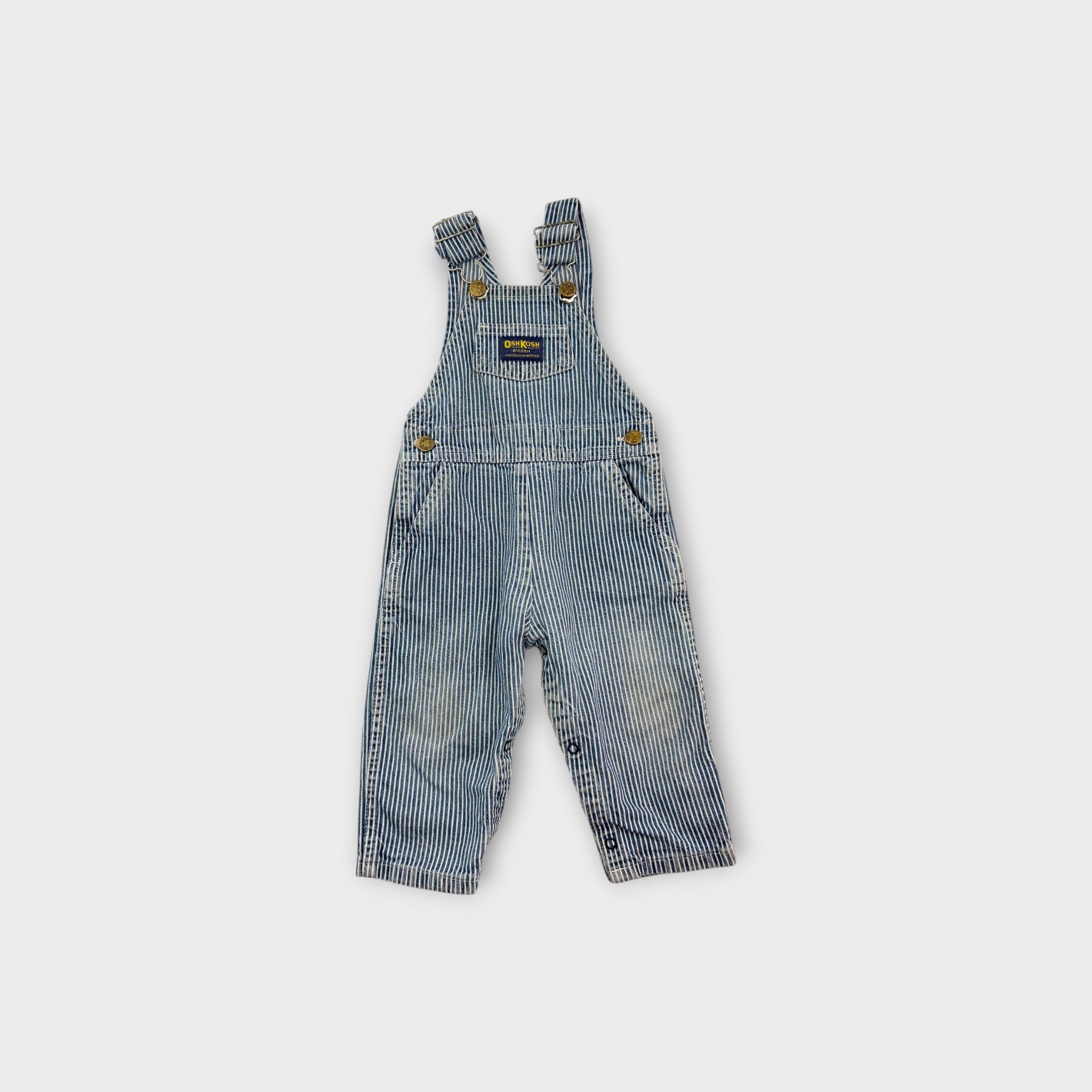 Vintage Oshkosh B'Gosh Hickory Overalls, Size 2