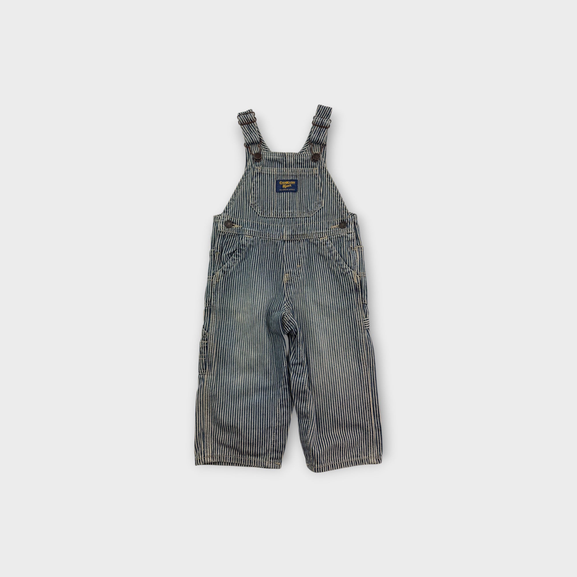 Retro Y2K Oshkosh B'Gosh Hickory Stripe Overalls, Size 18m