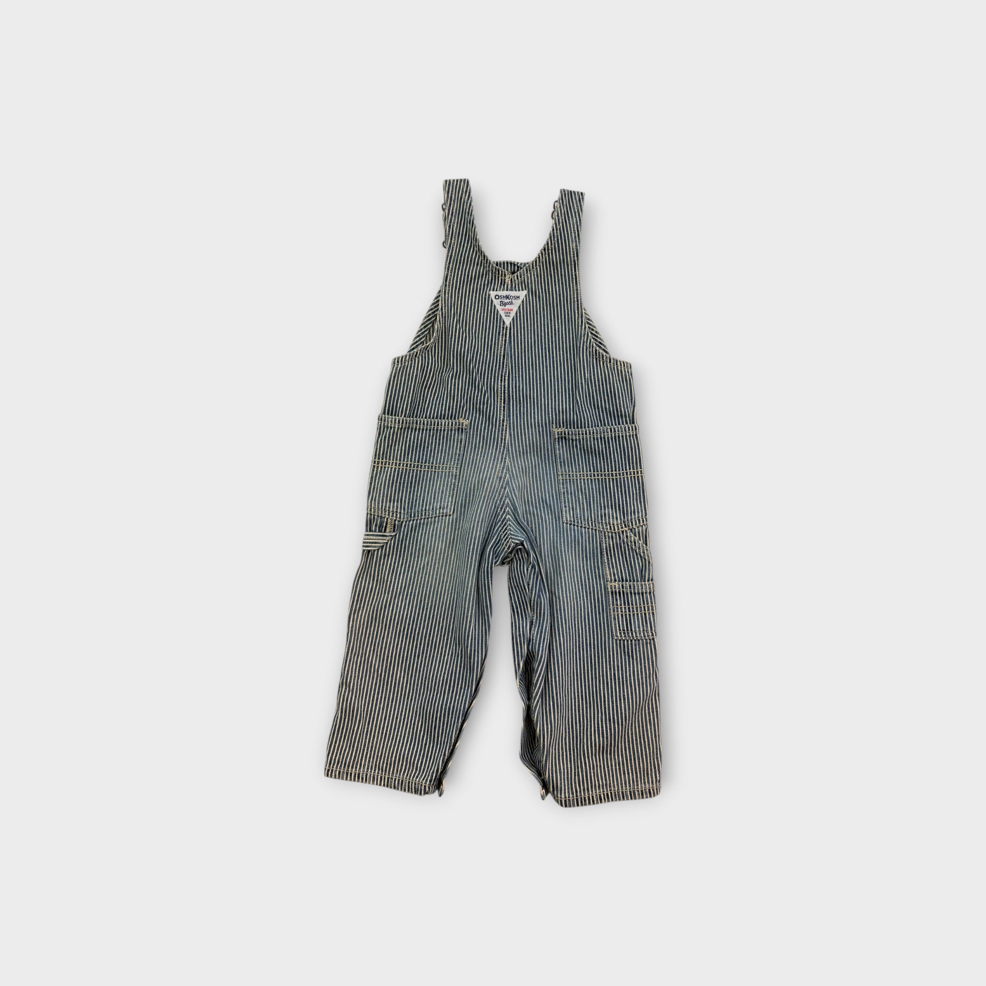 Retro Y2K Oshkosh B'Gosh Hickory Stripe Overalls, Size 18m