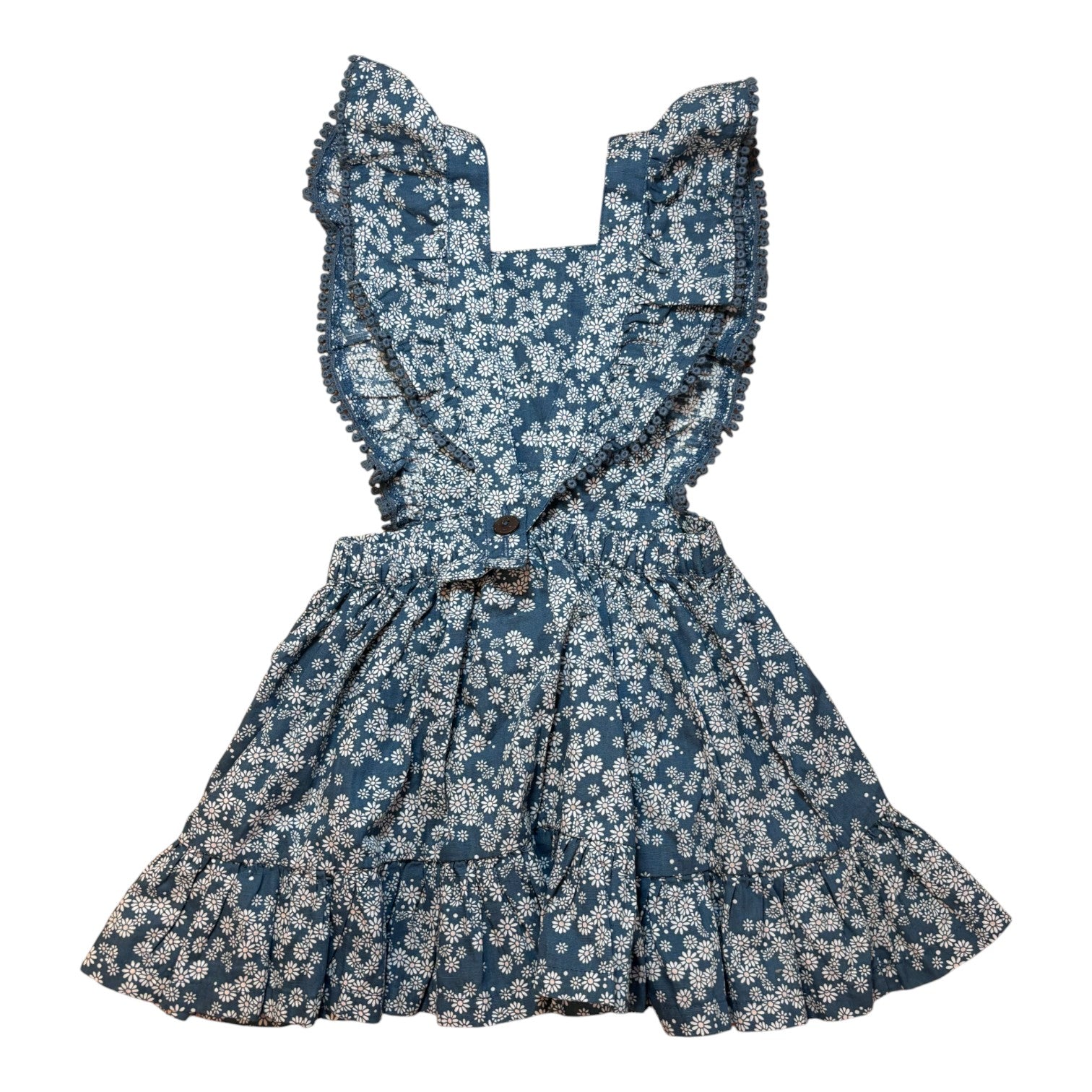 Hux Blue Daisy Pinafore Dress, Size 2