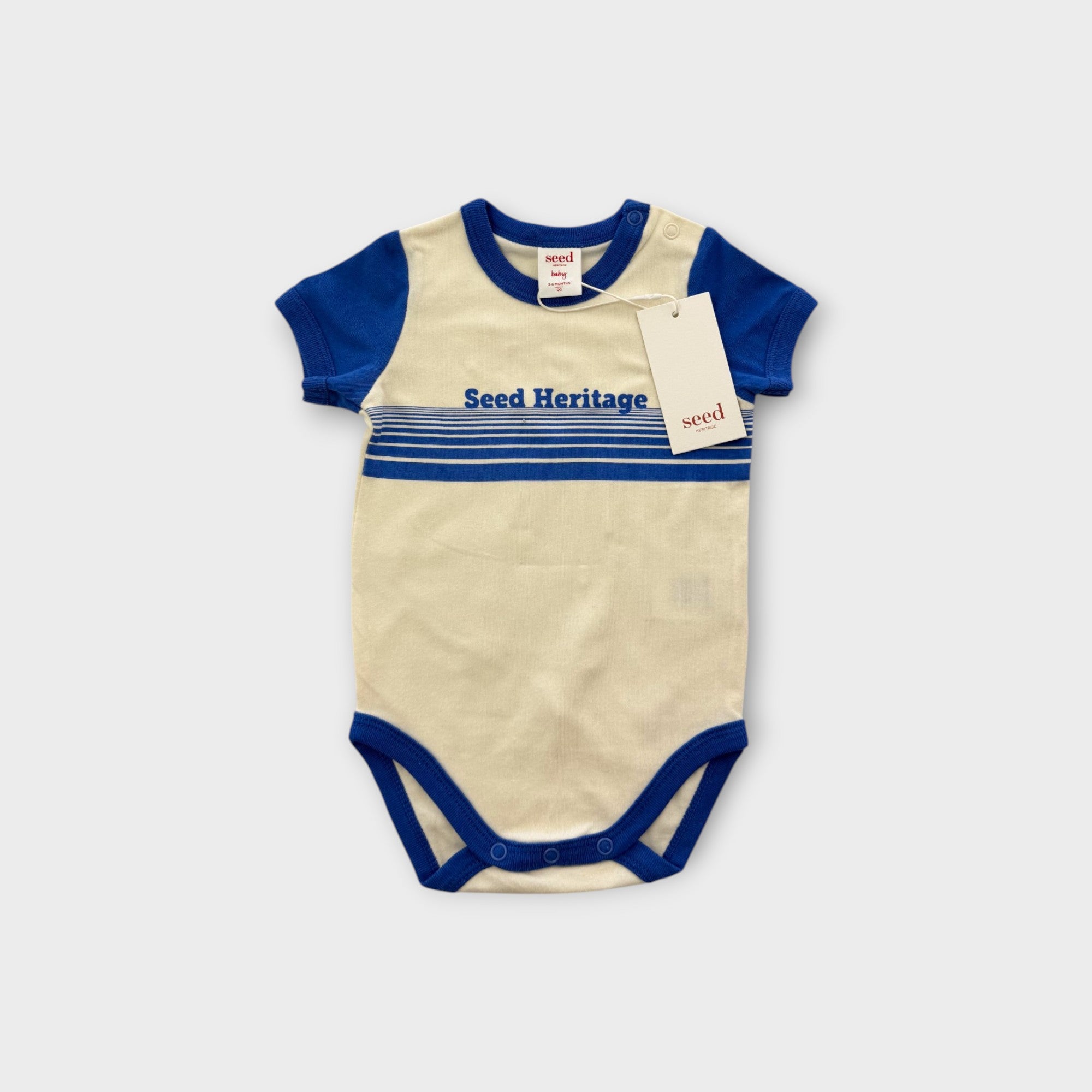 Seed Heritage Blue & Cream Bodysuit, Size 00