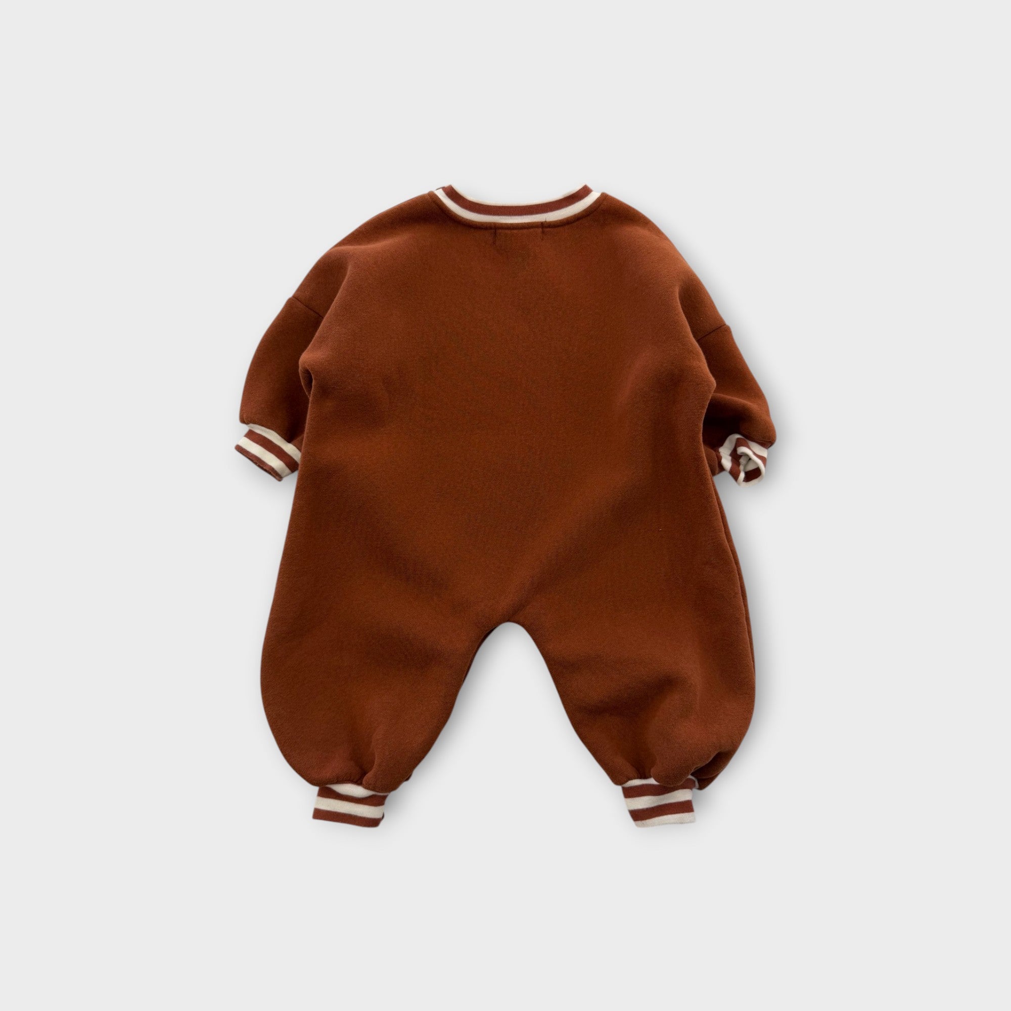 Cinnamon Baby Brown Sweatsuit Romper, Size 0