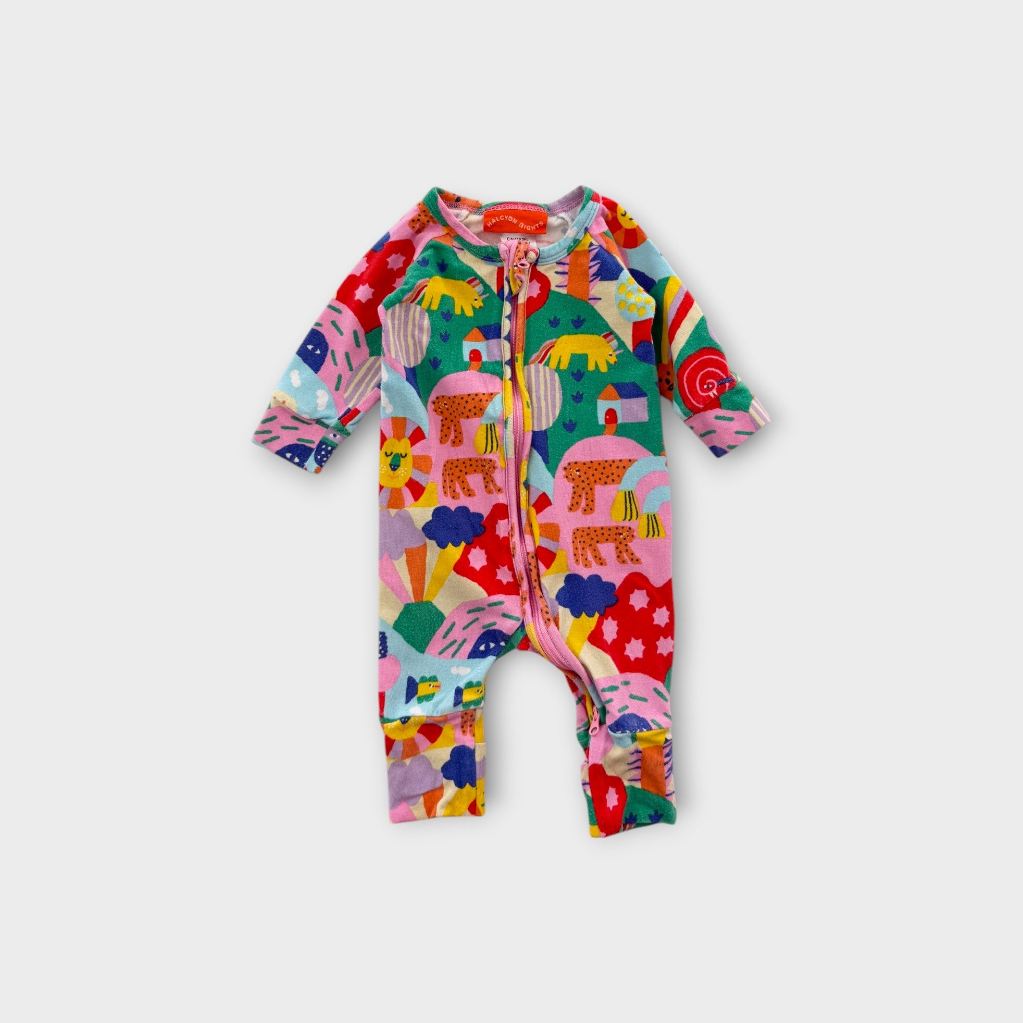 Halcyon Nights Bright Animals Onesie, Size 0000