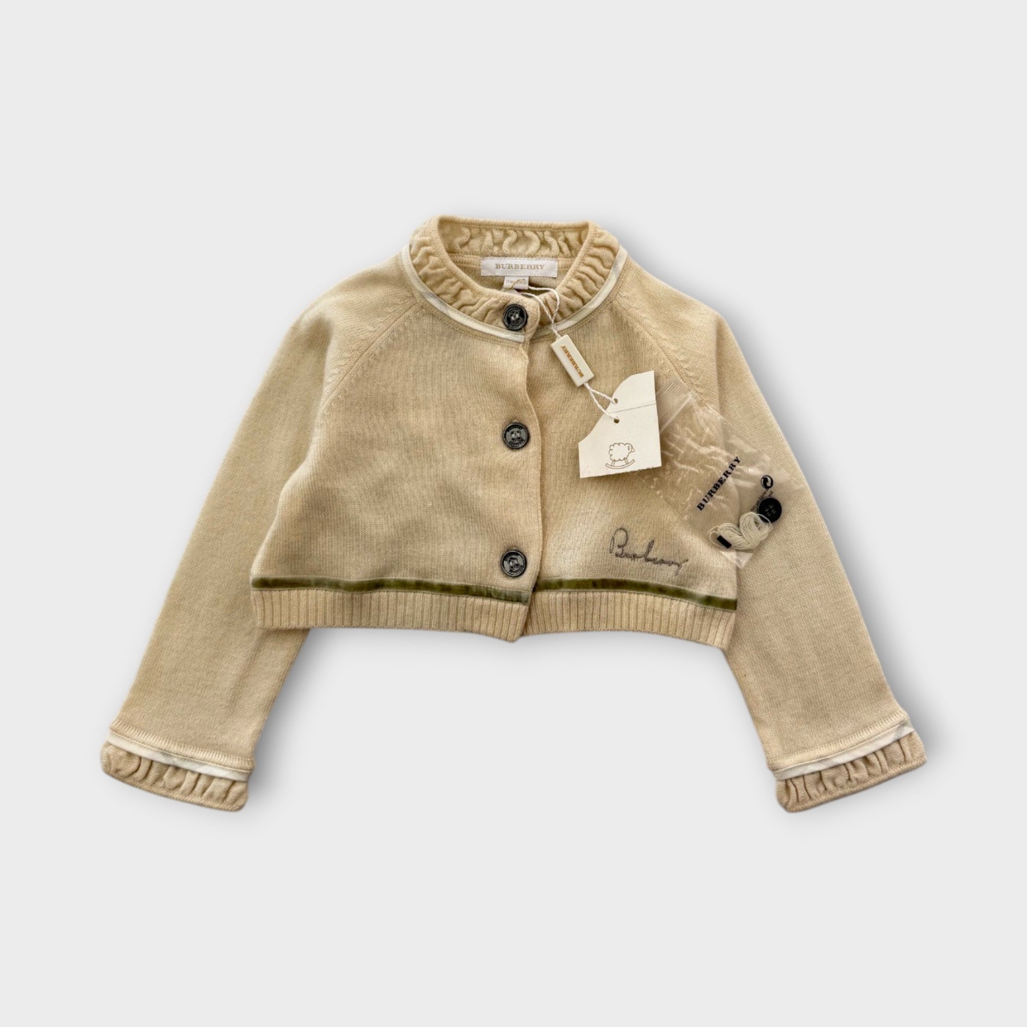 Burberry Cream Knit Cardigan, Size 0