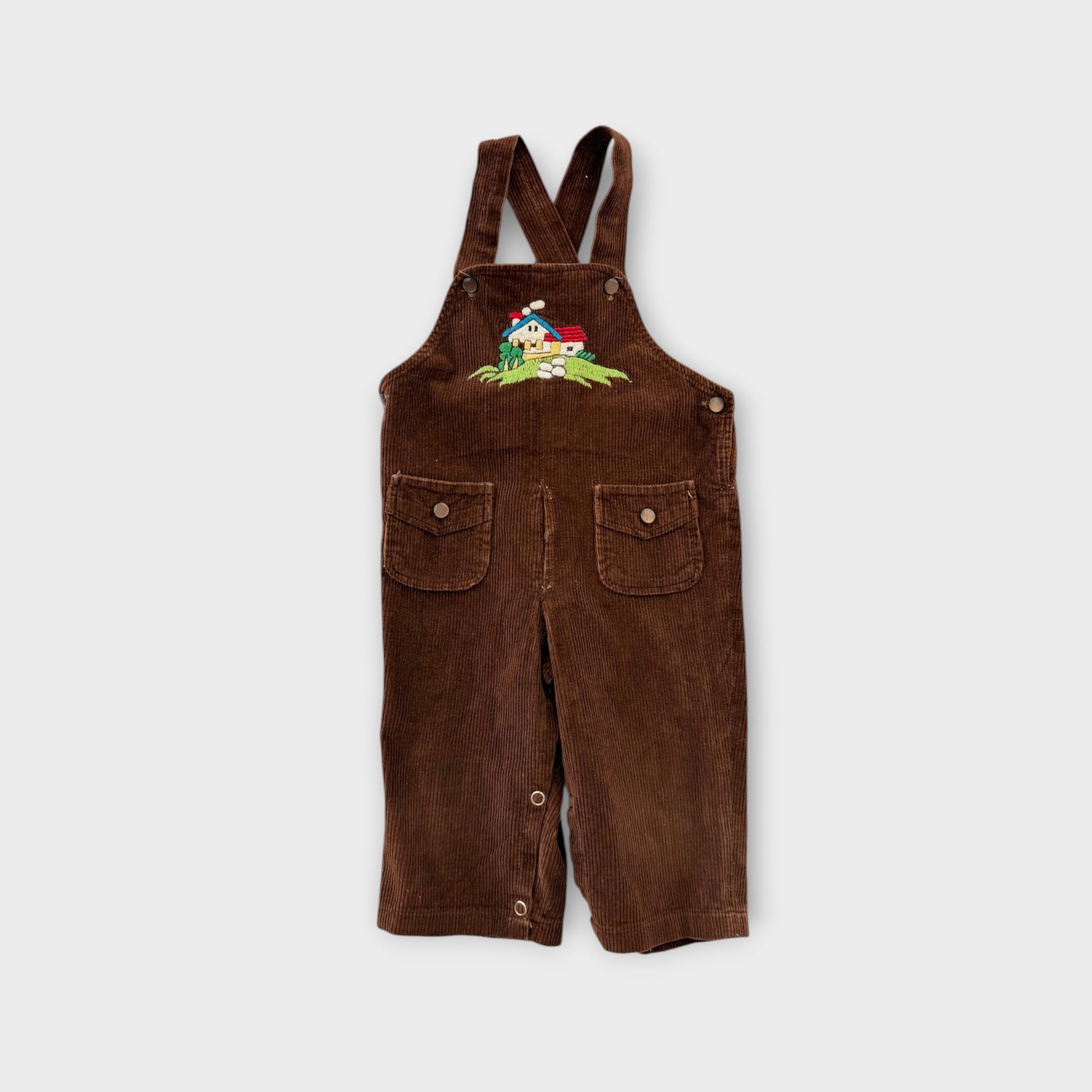 Vintage Brown Corduroy Overalls, Size 0