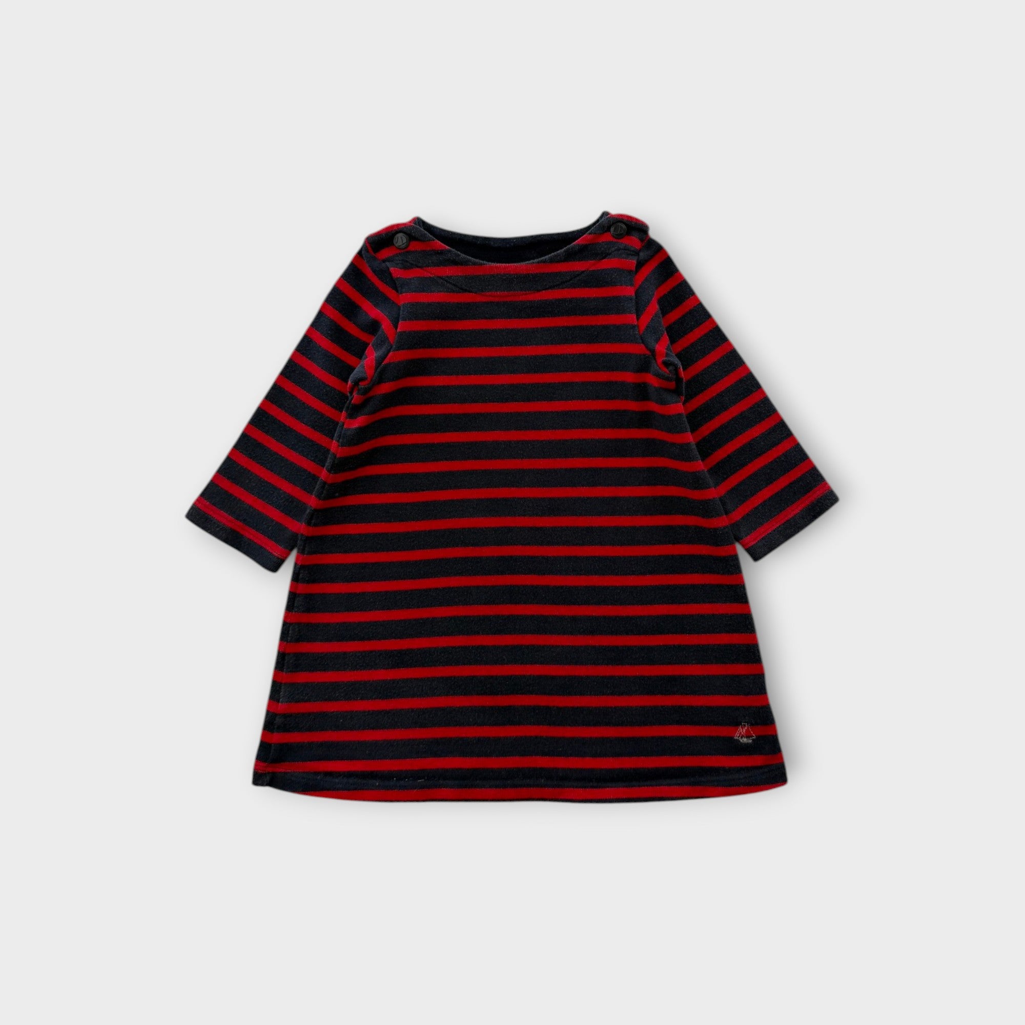 Petit Bateau Striped Long Sleeve Dress, Size 1