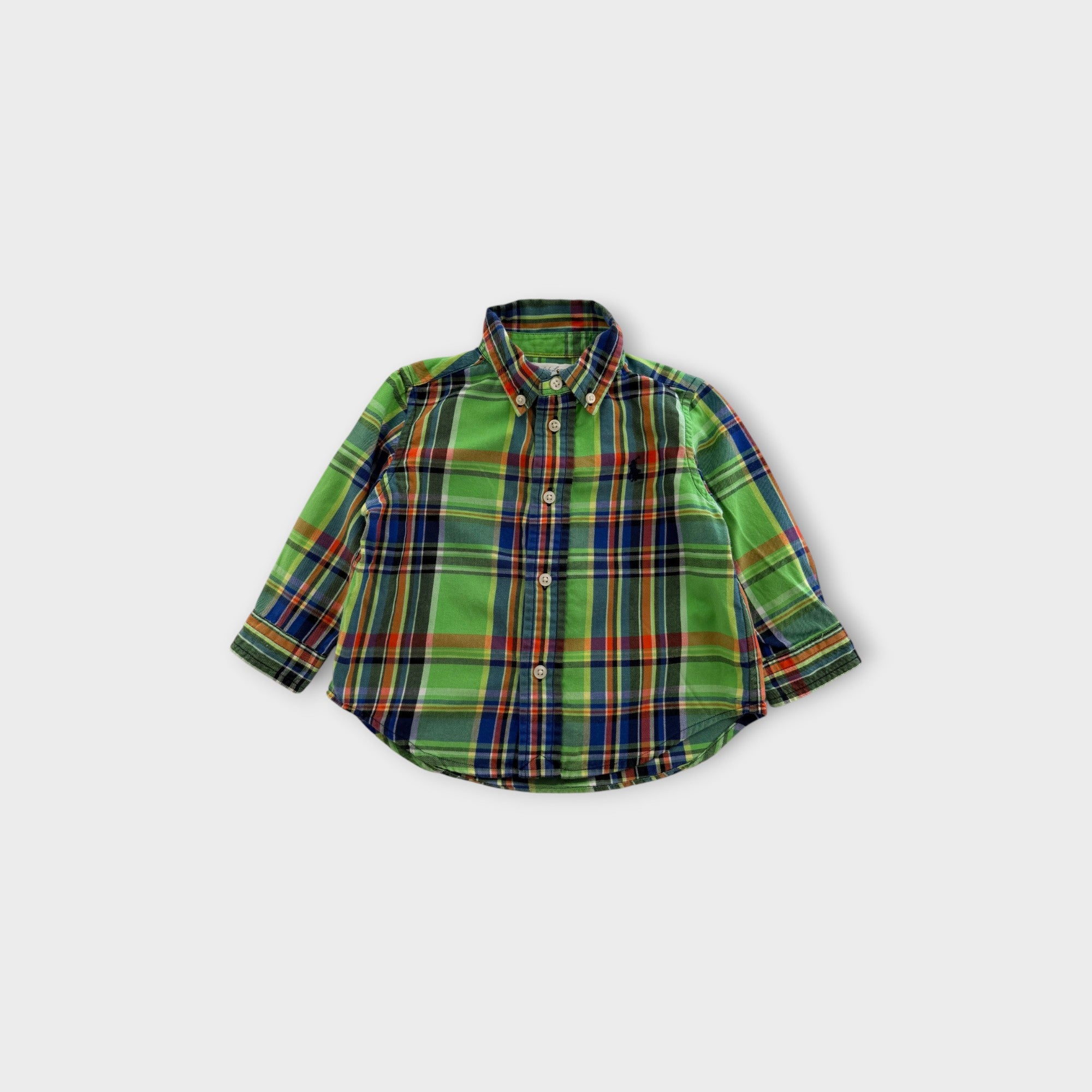 RL Green Plaid Shirt, Size 0