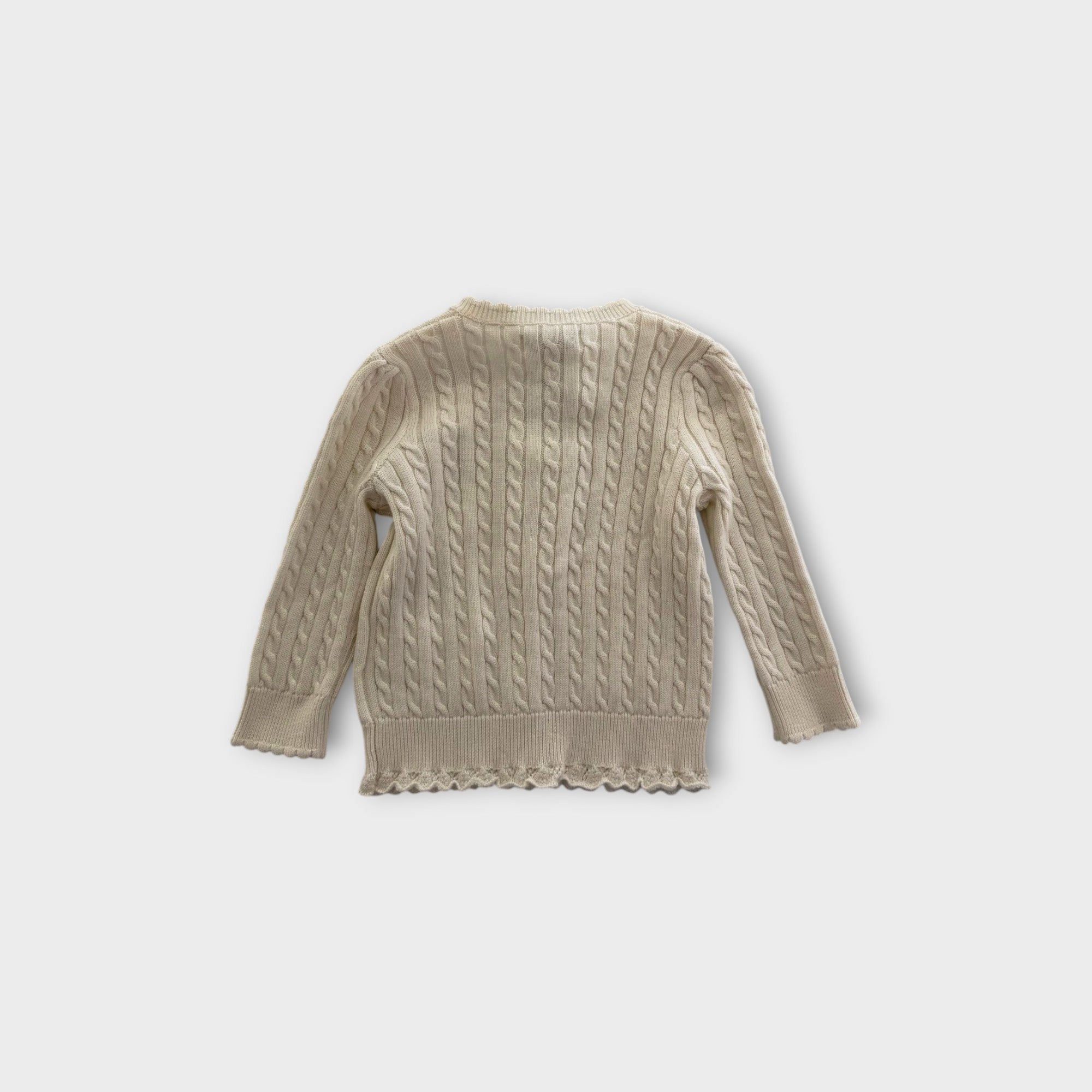 RL White Cable Knit Cardigan, Size 0