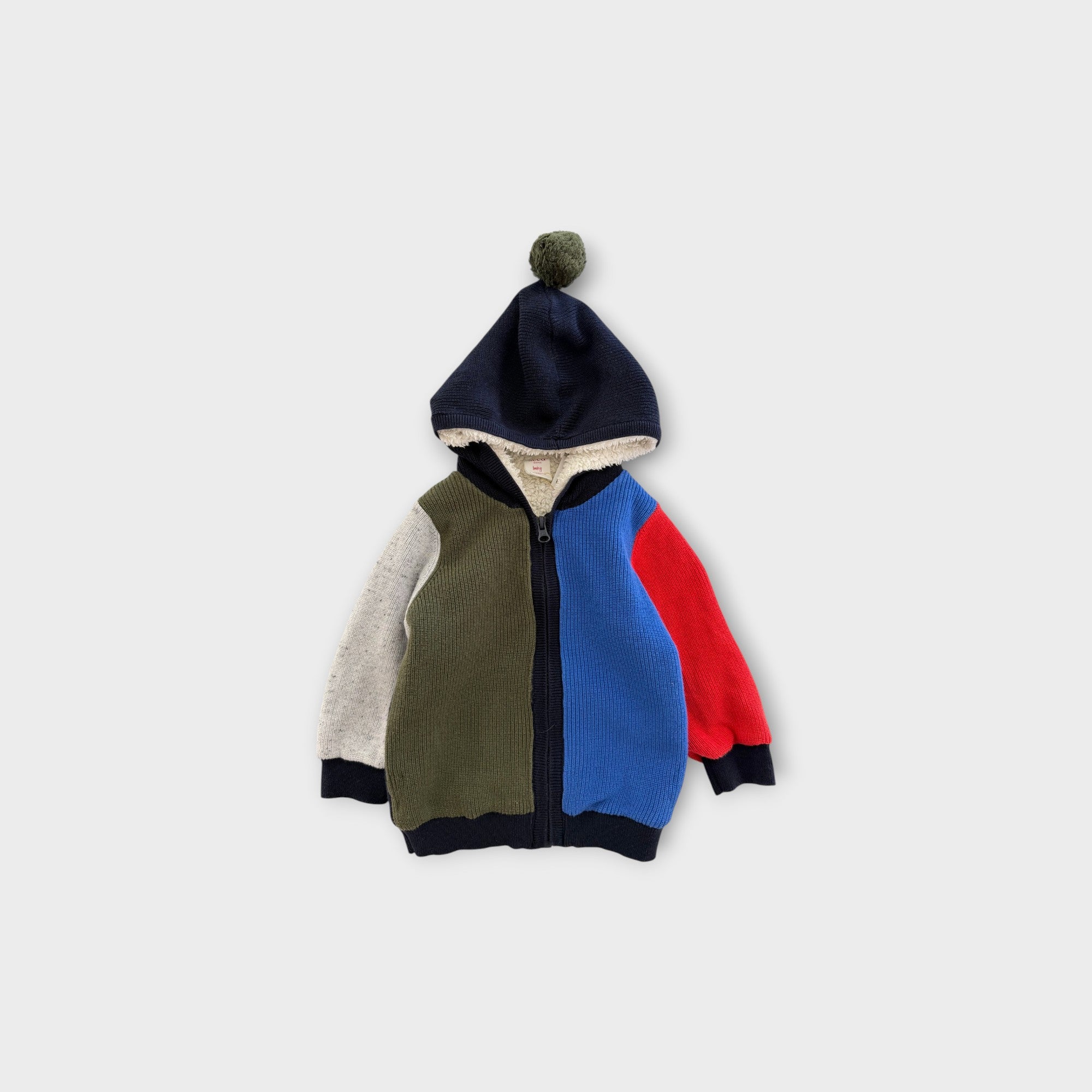 Seed Heritage Knit Colour-Block Zip-Up Hoodie, Size 1