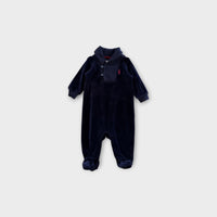 RL Velour Shawl Collar Onesie, Size 000