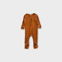 Jamie Kay Brown Ribbed Onesie, Size 1