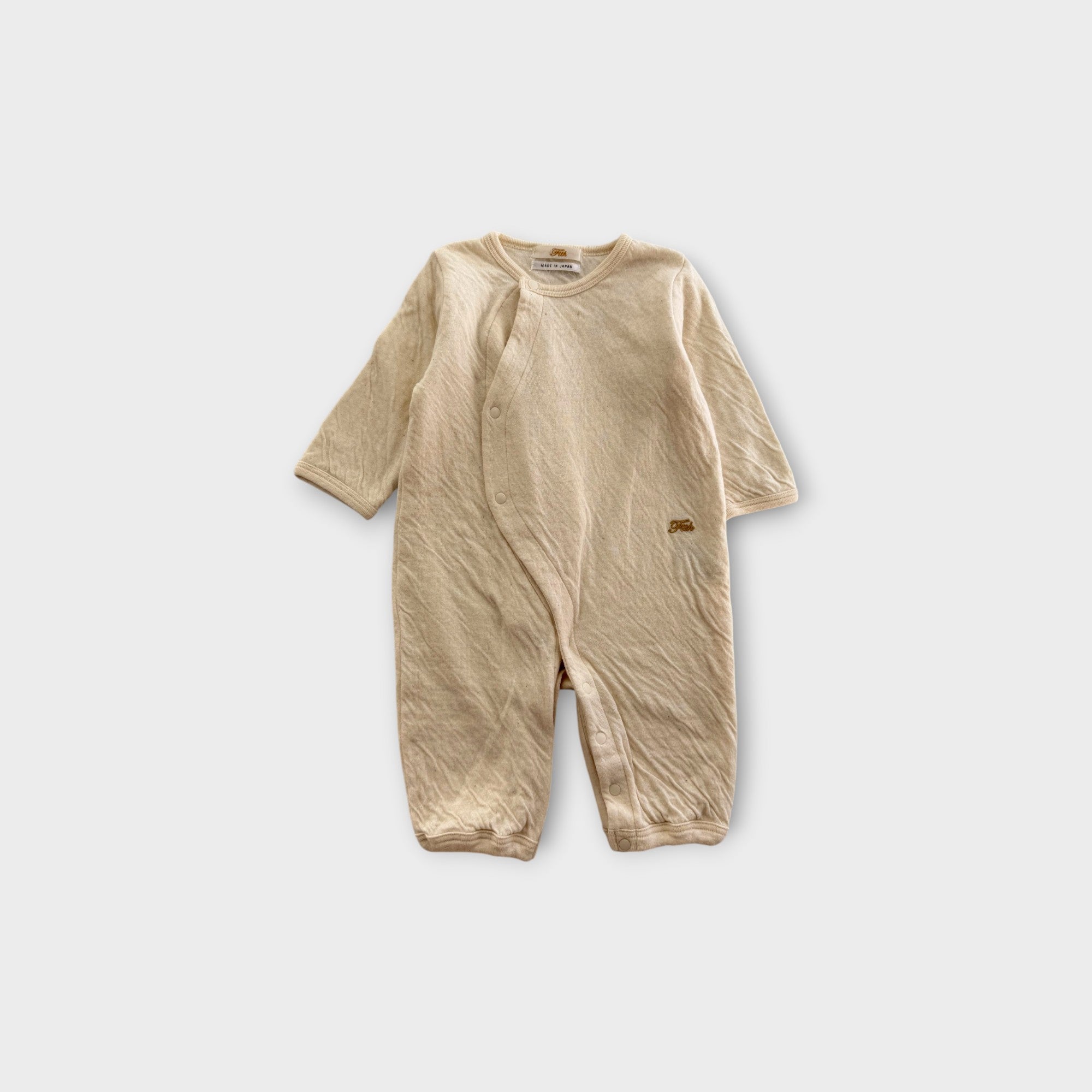 Fith Cream Crossover Front Onesie, Size 000