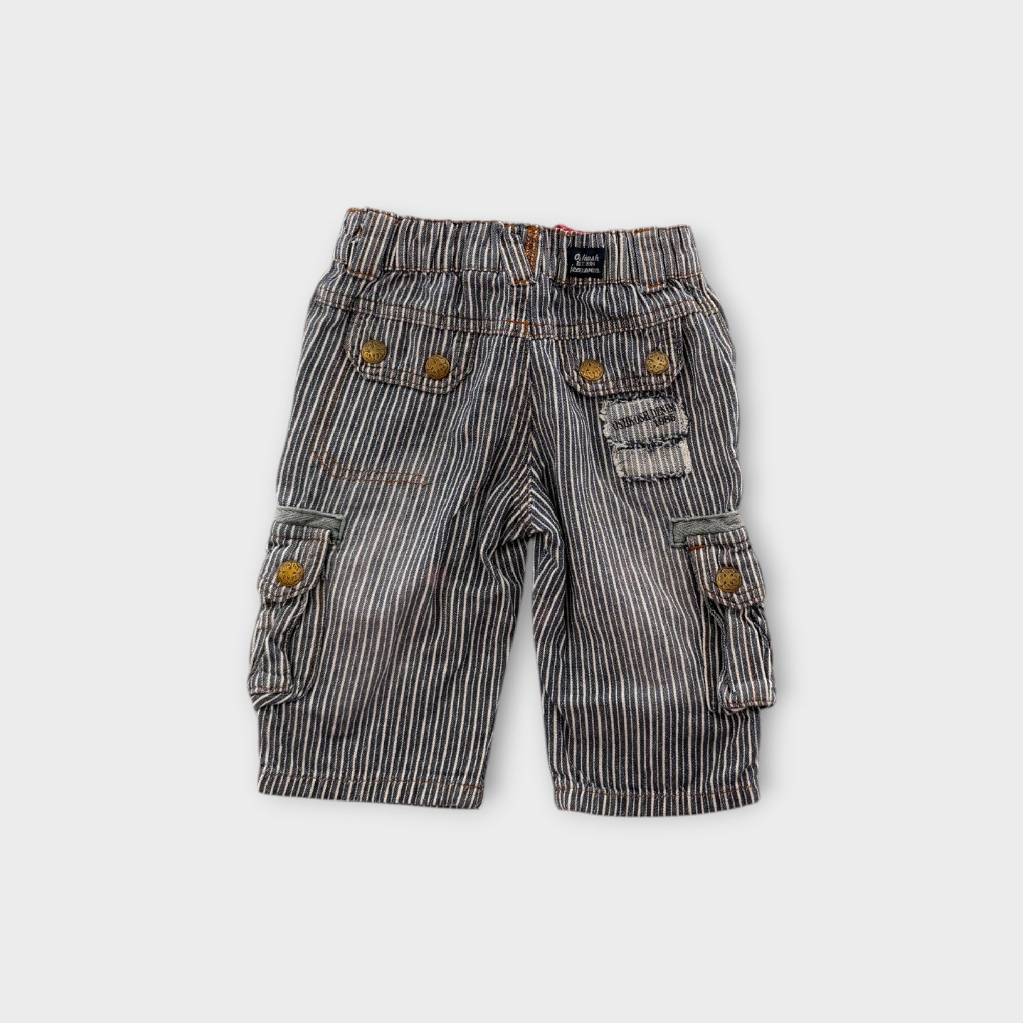 Vintage OshKosh B'Gosh Striped Cargo Jeans, Size 00