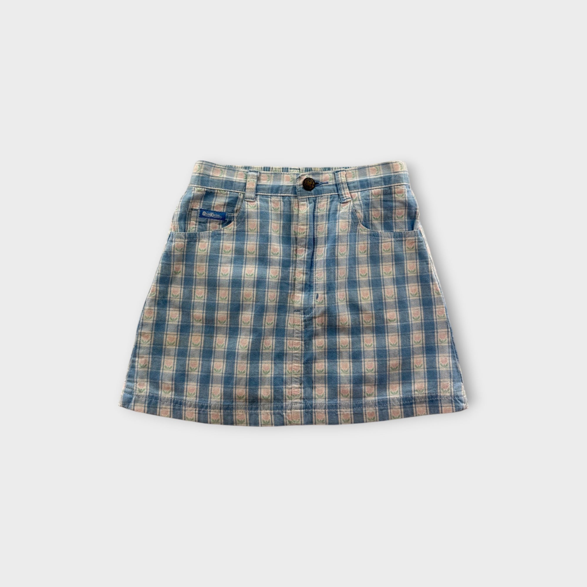 Vintage OshKosh B'Gosh Tulips Gingham Skirt, Size 6