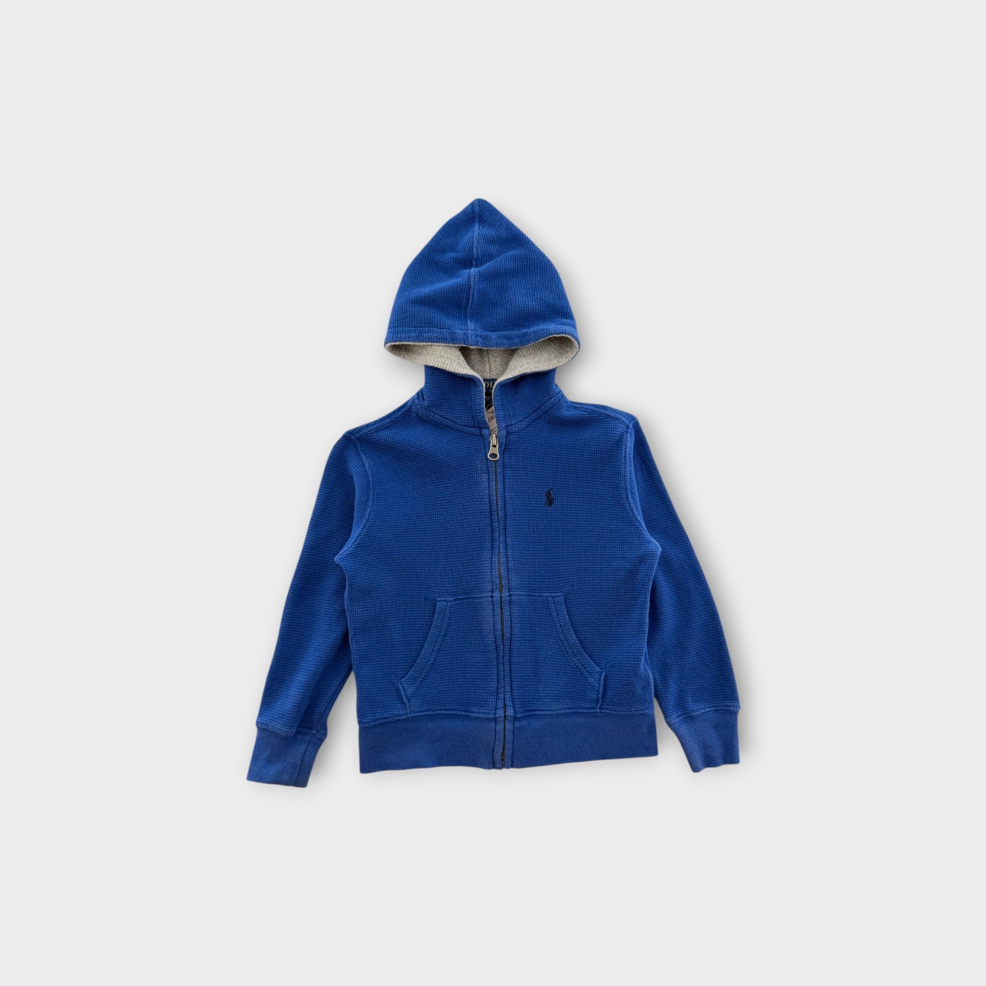 RL Blue Waffle Zip-Through Hoodie, Size 3