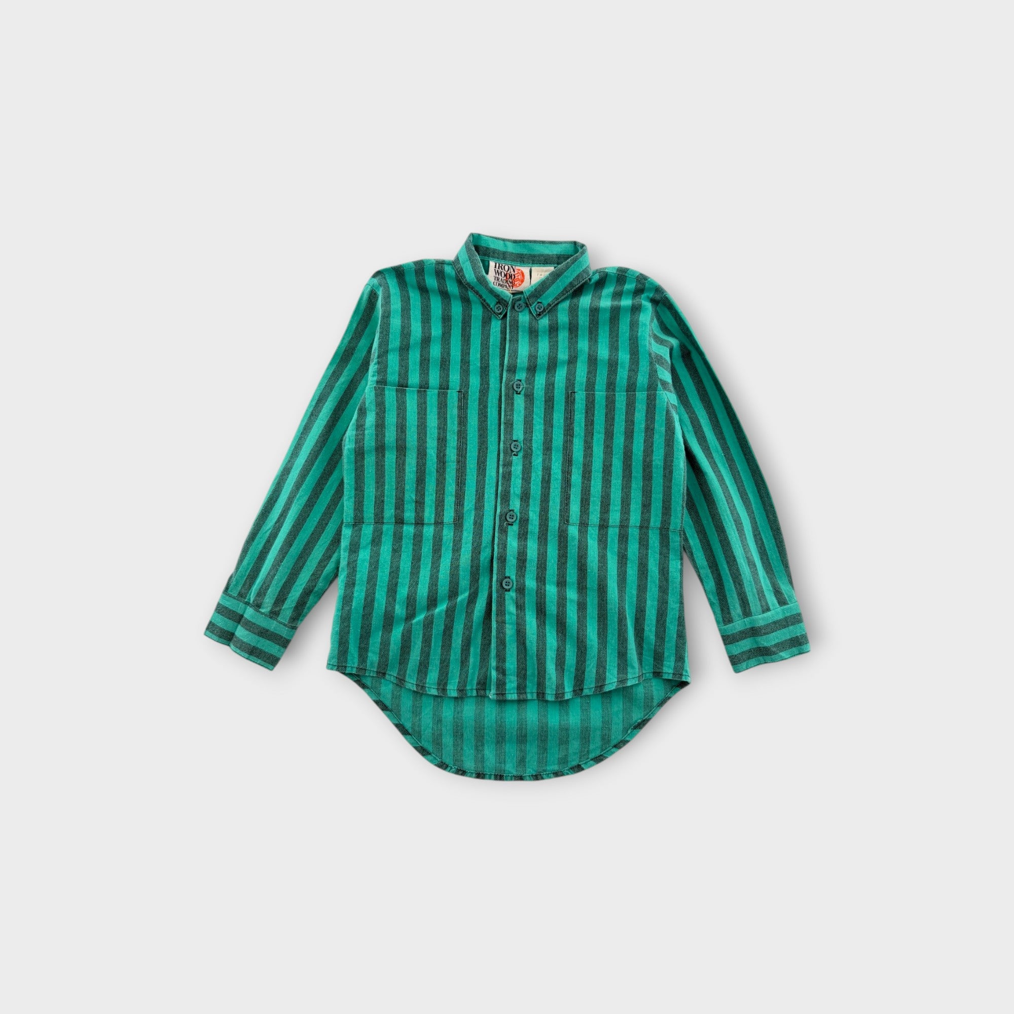 Vintage Green Stripe Shirt, Size 7-8