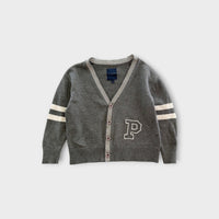 Grey 'P' V-Neck Cardigan, Size 4