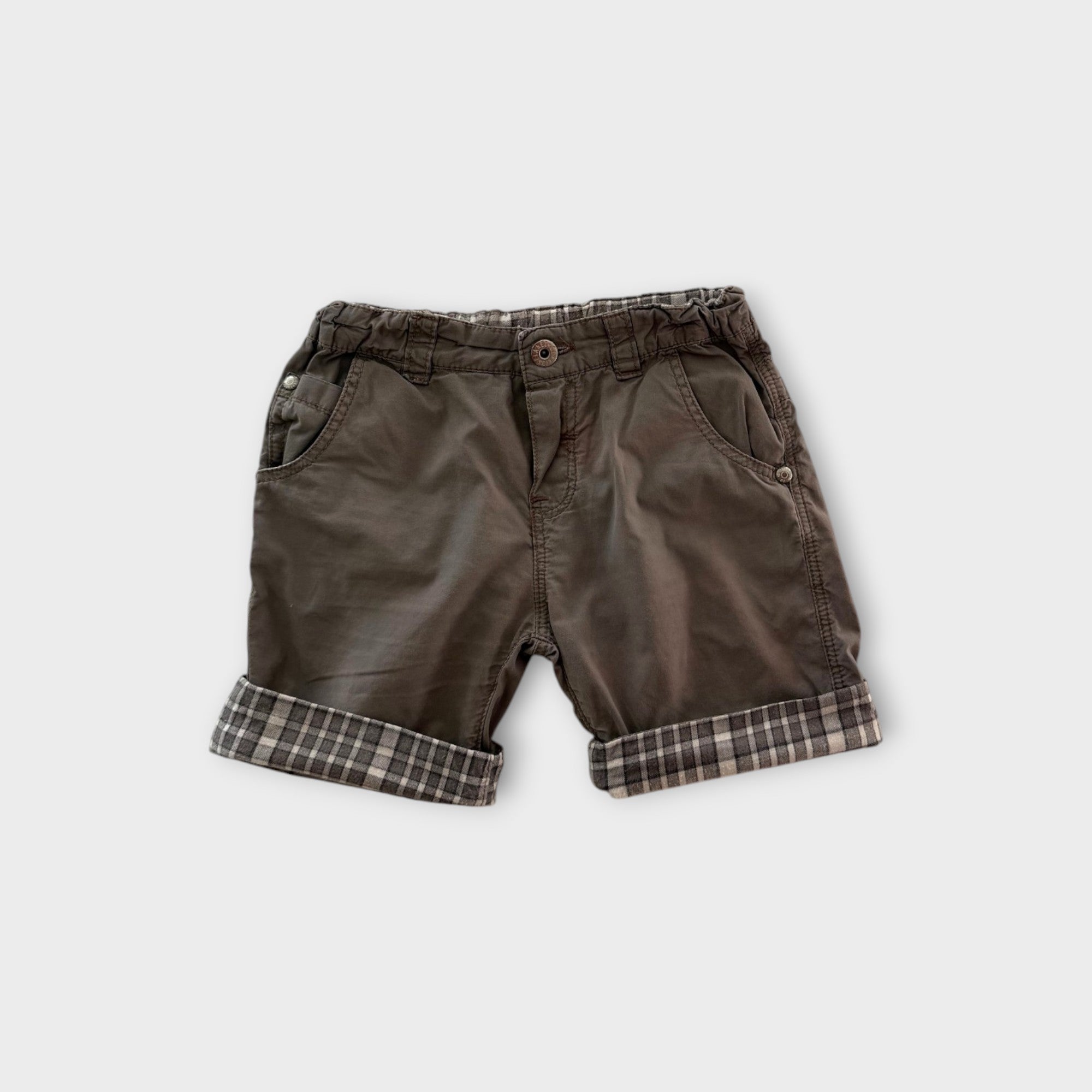 Grey Plaid Trim Shorts, Size 2