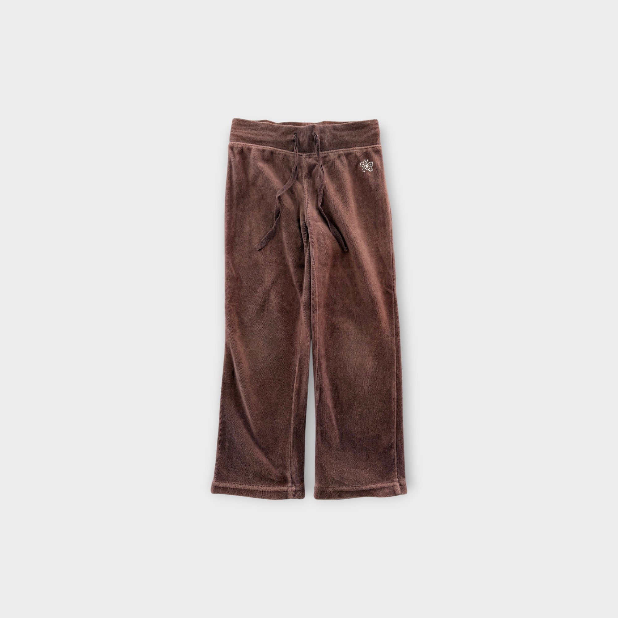 Retro Brown Velour Track Pants, Size 4