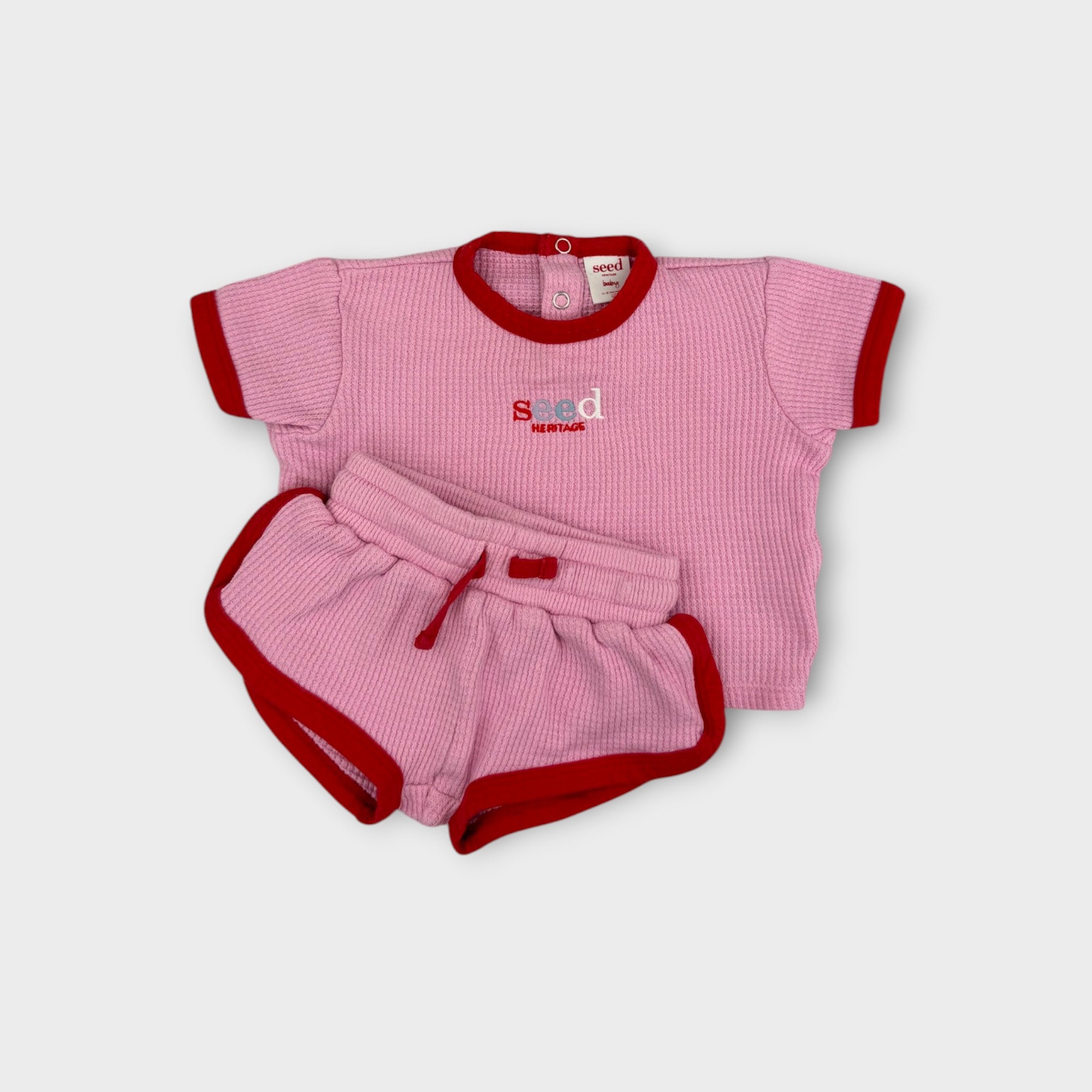 Seed Heritage Pink Waffle Set, Size 000