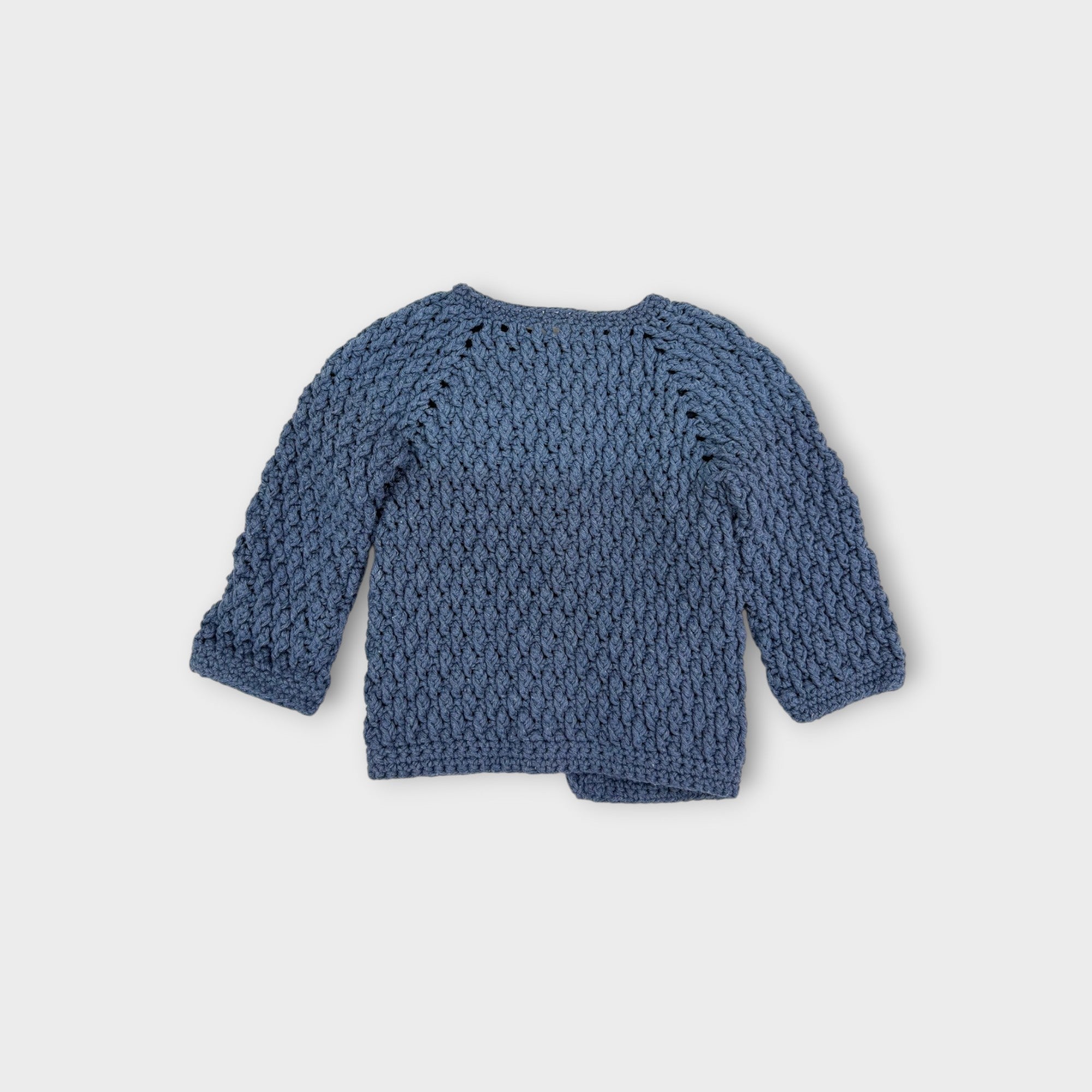 Blue Crochet Knit Cardigan, Size 00