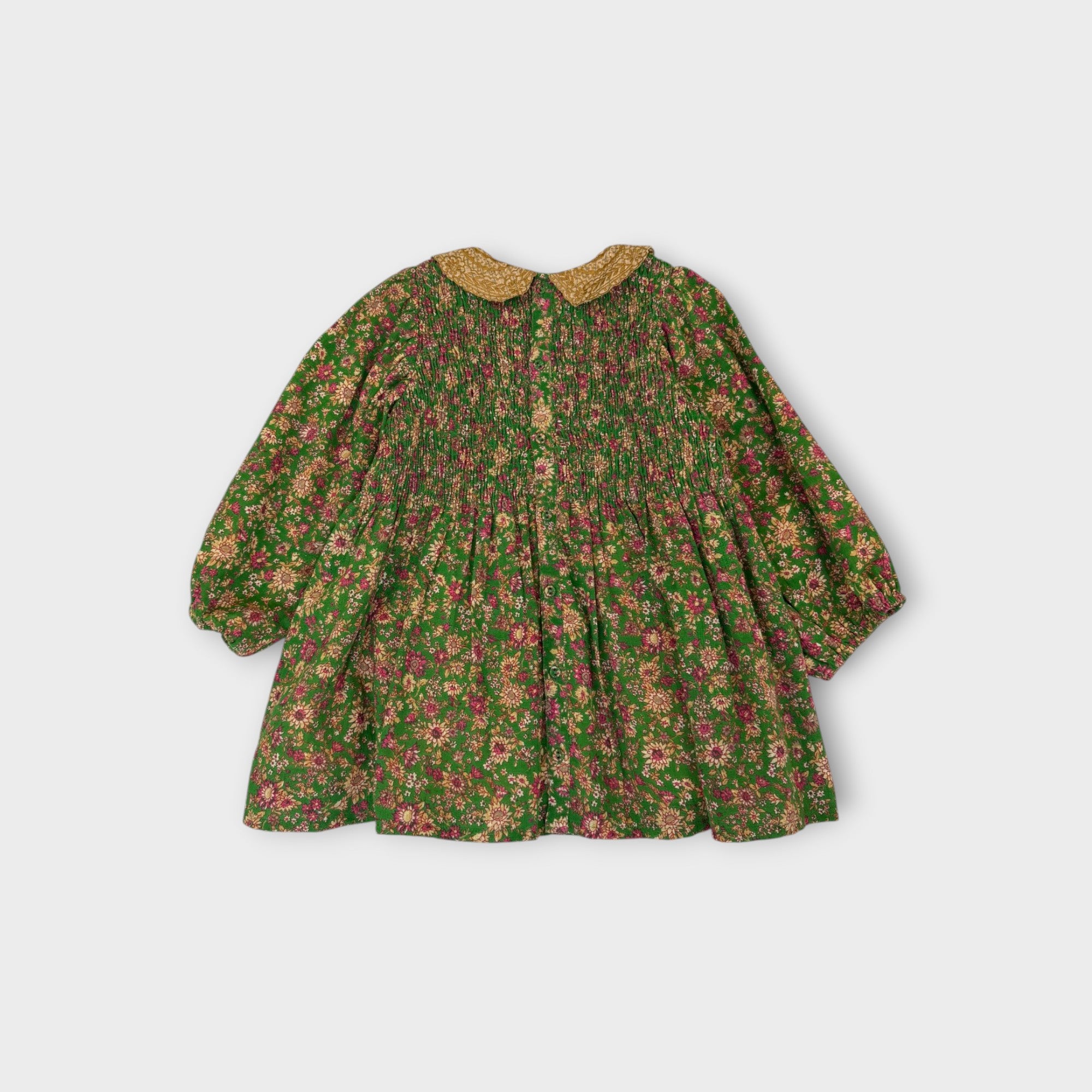 Bonjour Green Smocked Blouse, Size 8