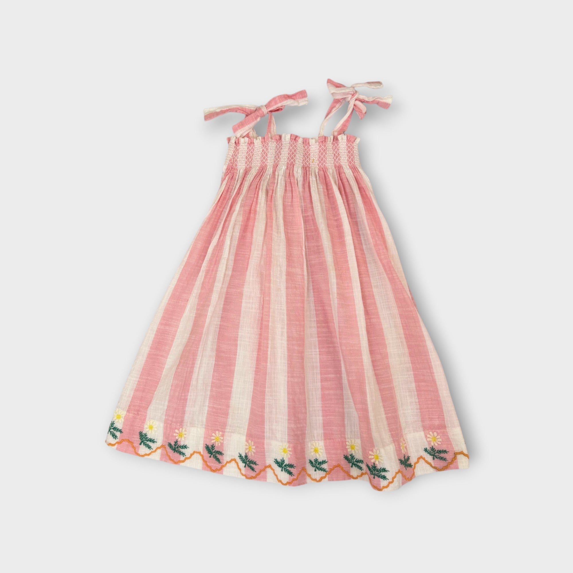 Bonjour Pink & White Dress with Matching Bandana, Size 6