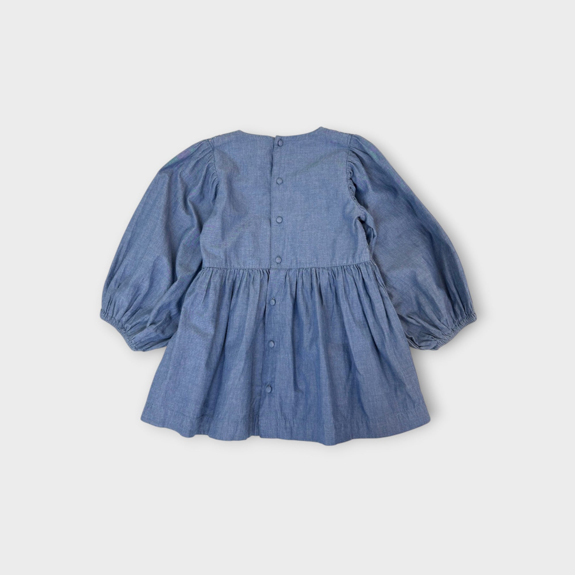 Bonjour Embroidered Chambray Blouse, Size 8