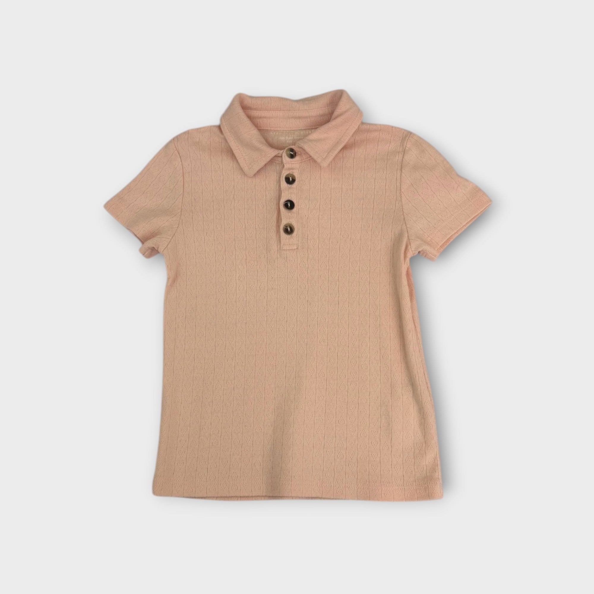 Misha & Puff Pink Pointelle Polo Shirt, Size 5-6