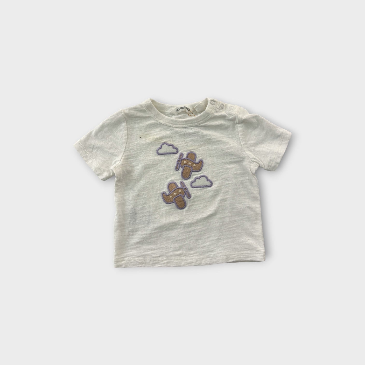 Country Road White Airplane T-Shirt, Size 000