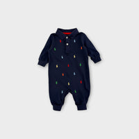 RL Navy Collared Onesie, Size 000