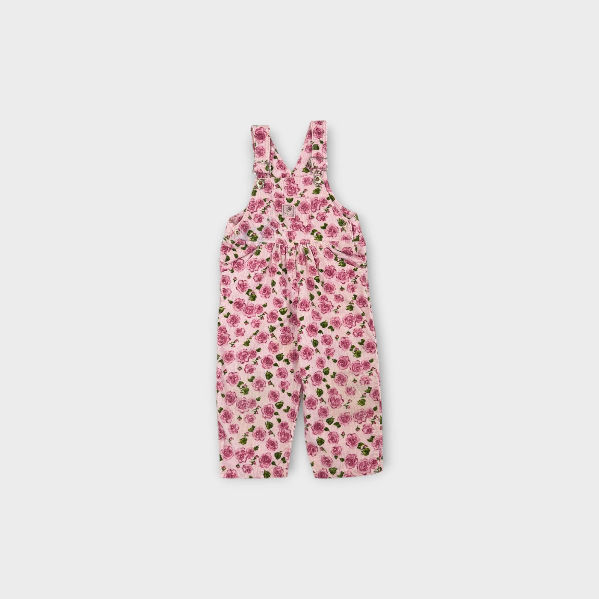 Vintage Rose Print Corduroy Overalls, Size 2
