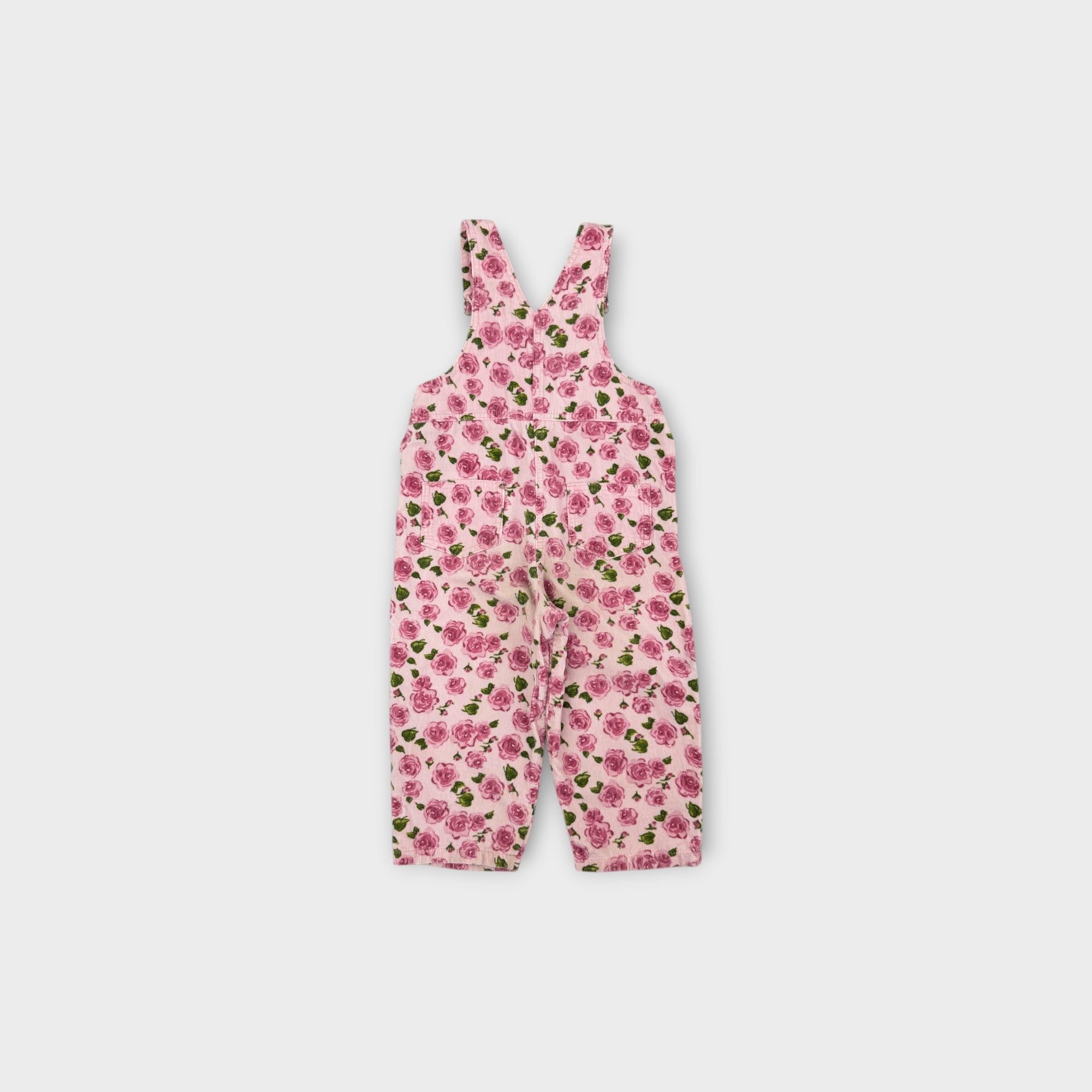 Vintage Rose Print Corduroy Overalls, Size 2