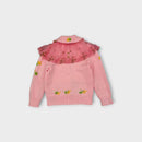 Pink Lace Frill Knit Cardigan, Size 3