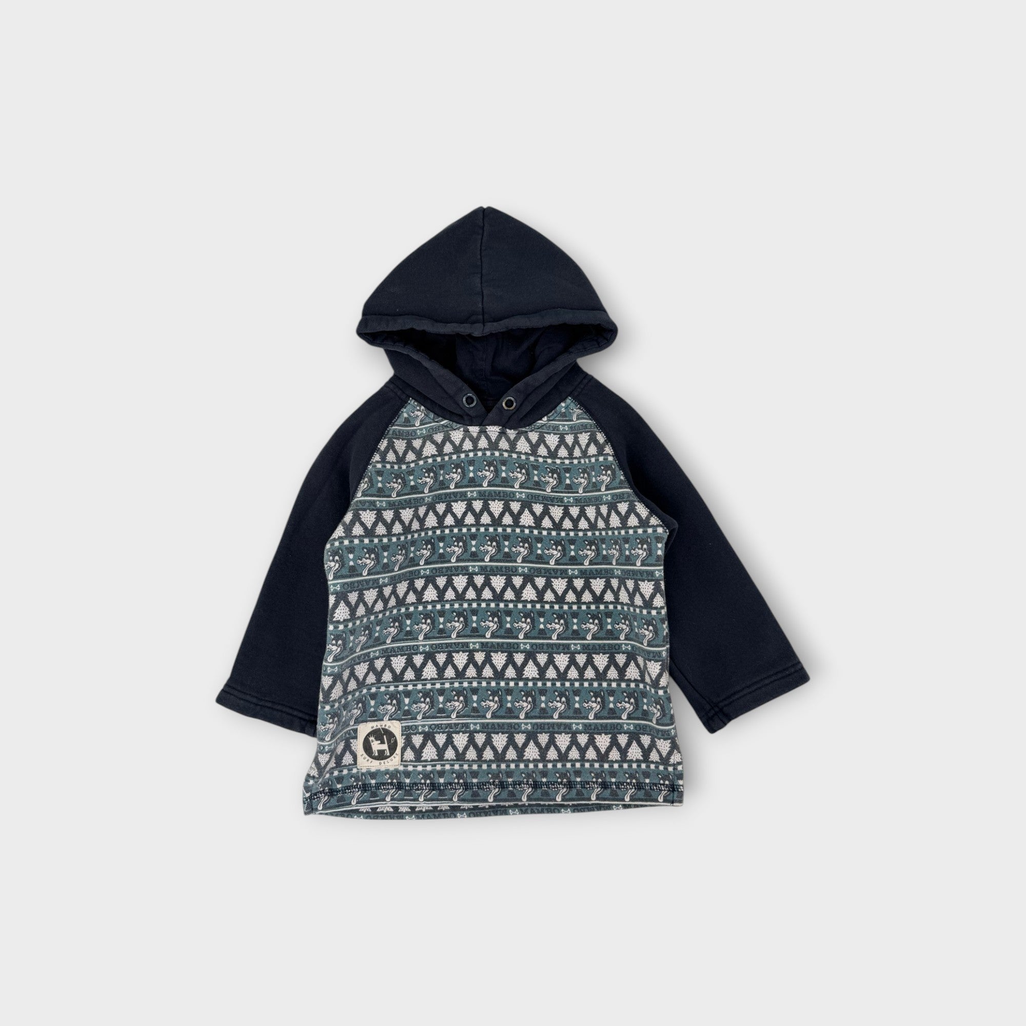 Retro Mambo Dog Print Hoodie, Size 3