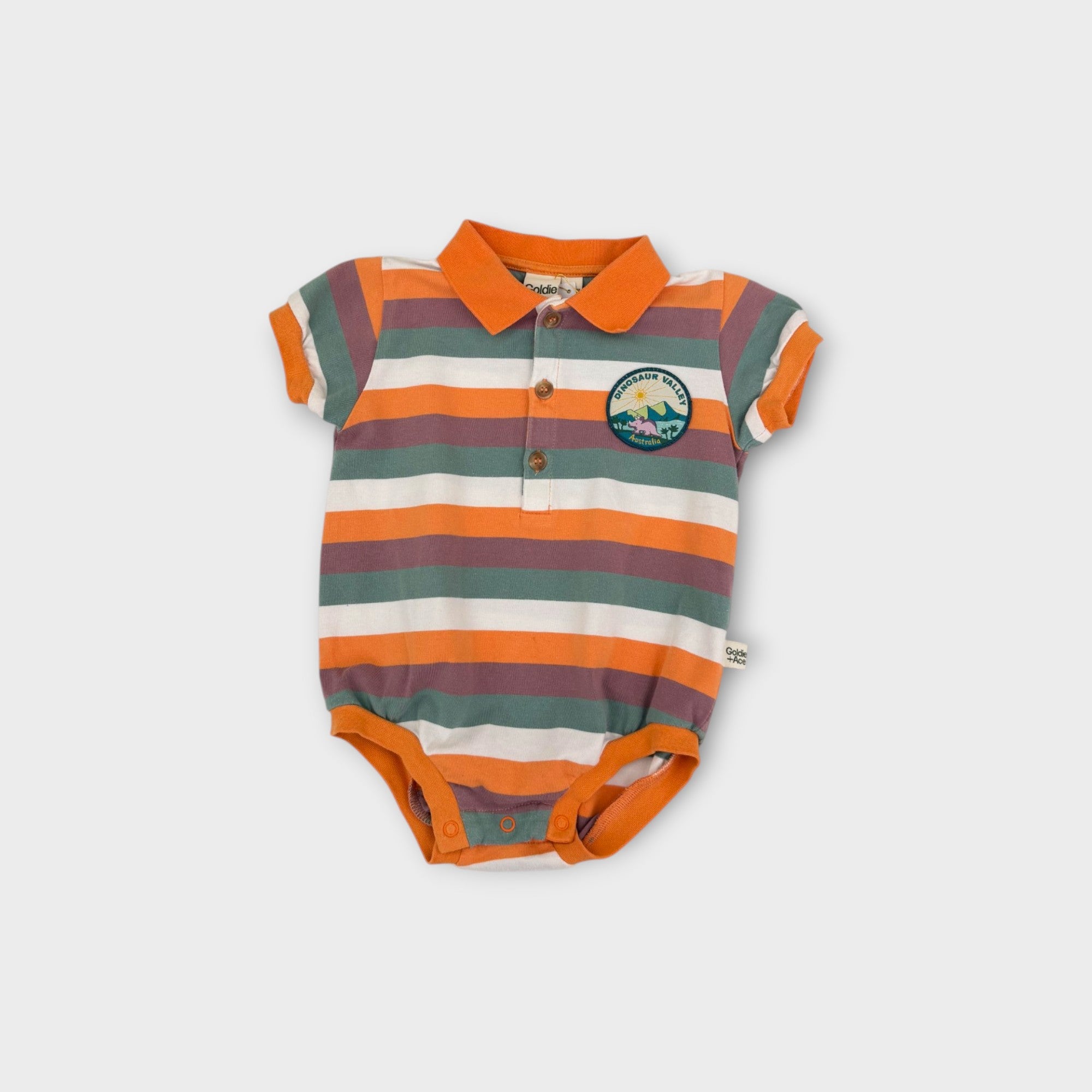Goldie & Ace Striped Polo Romper, Size 2
