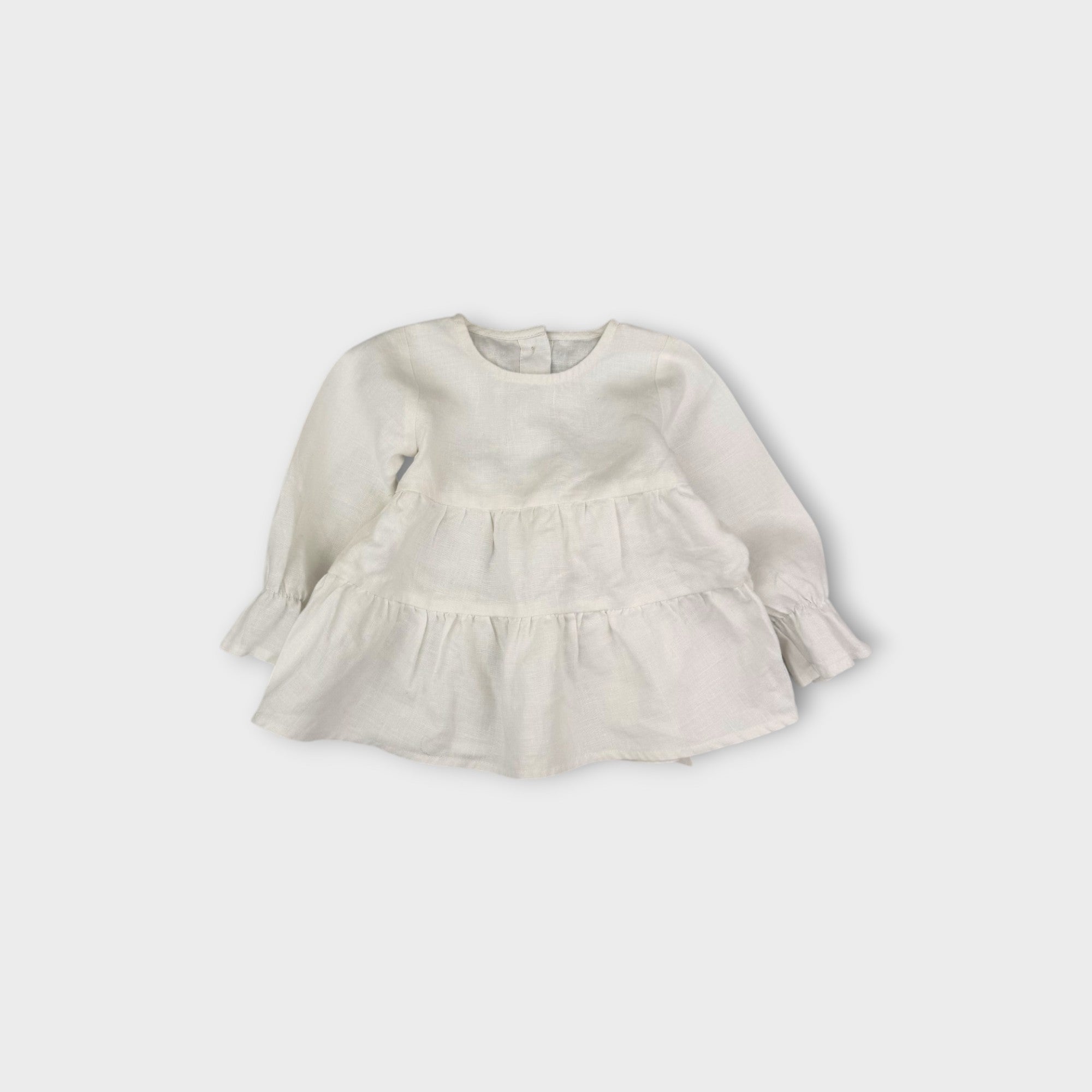 White Linen Blouse and Bloomers Set, Size 1