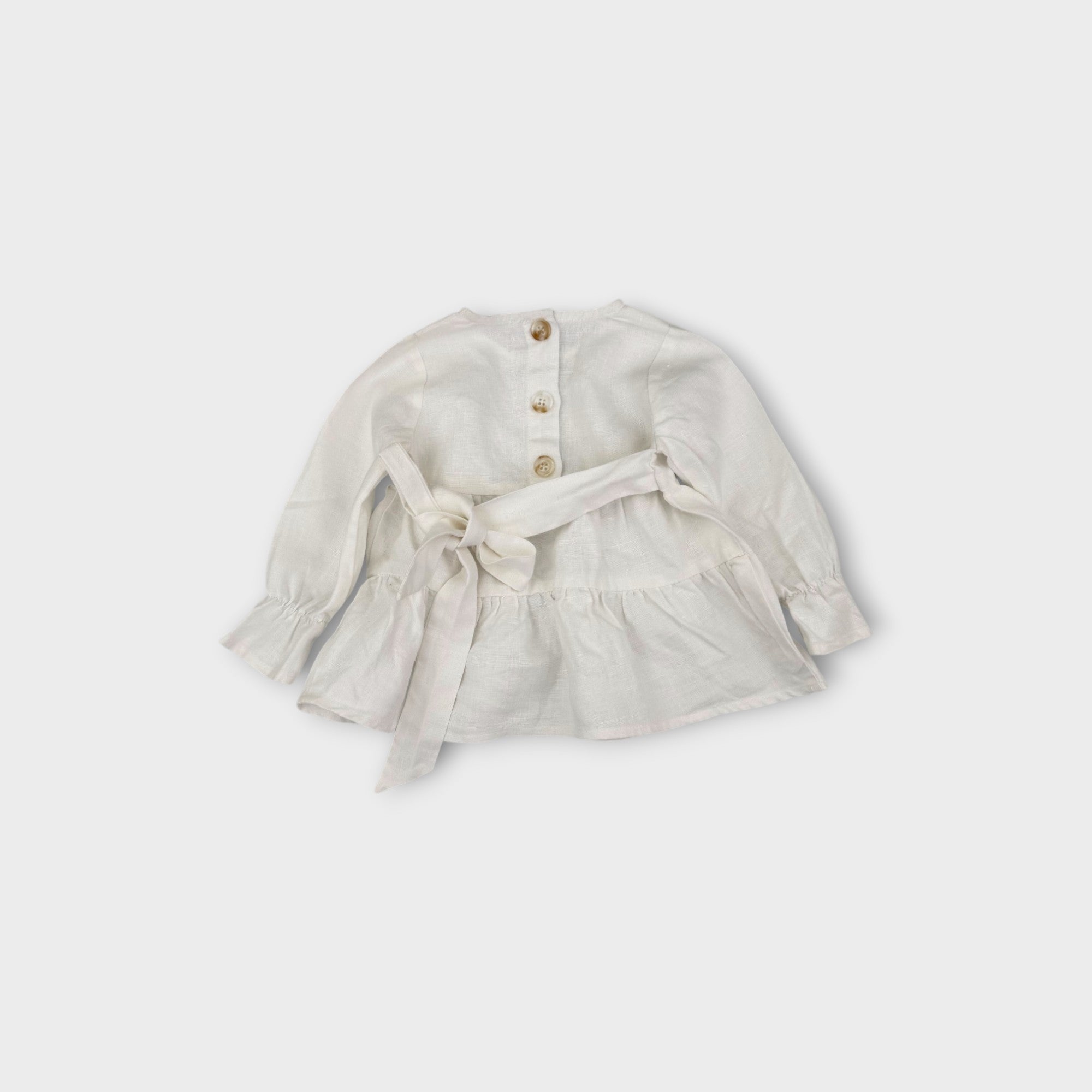 White Linen Blouse and Bloomers Set, Size 1