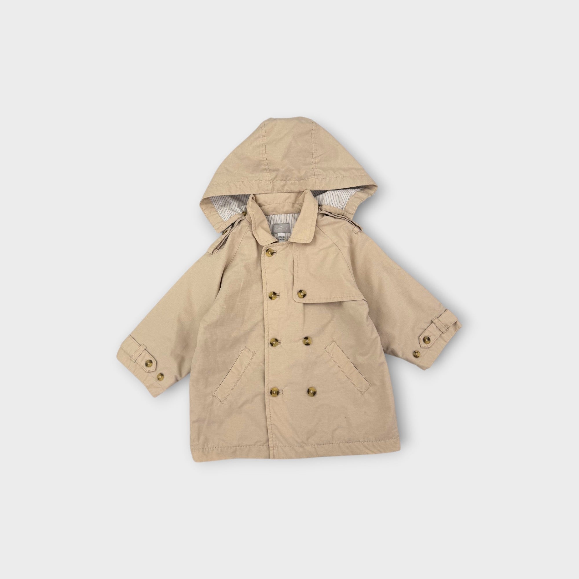 Beige Trench Coat With Hood, Size 0