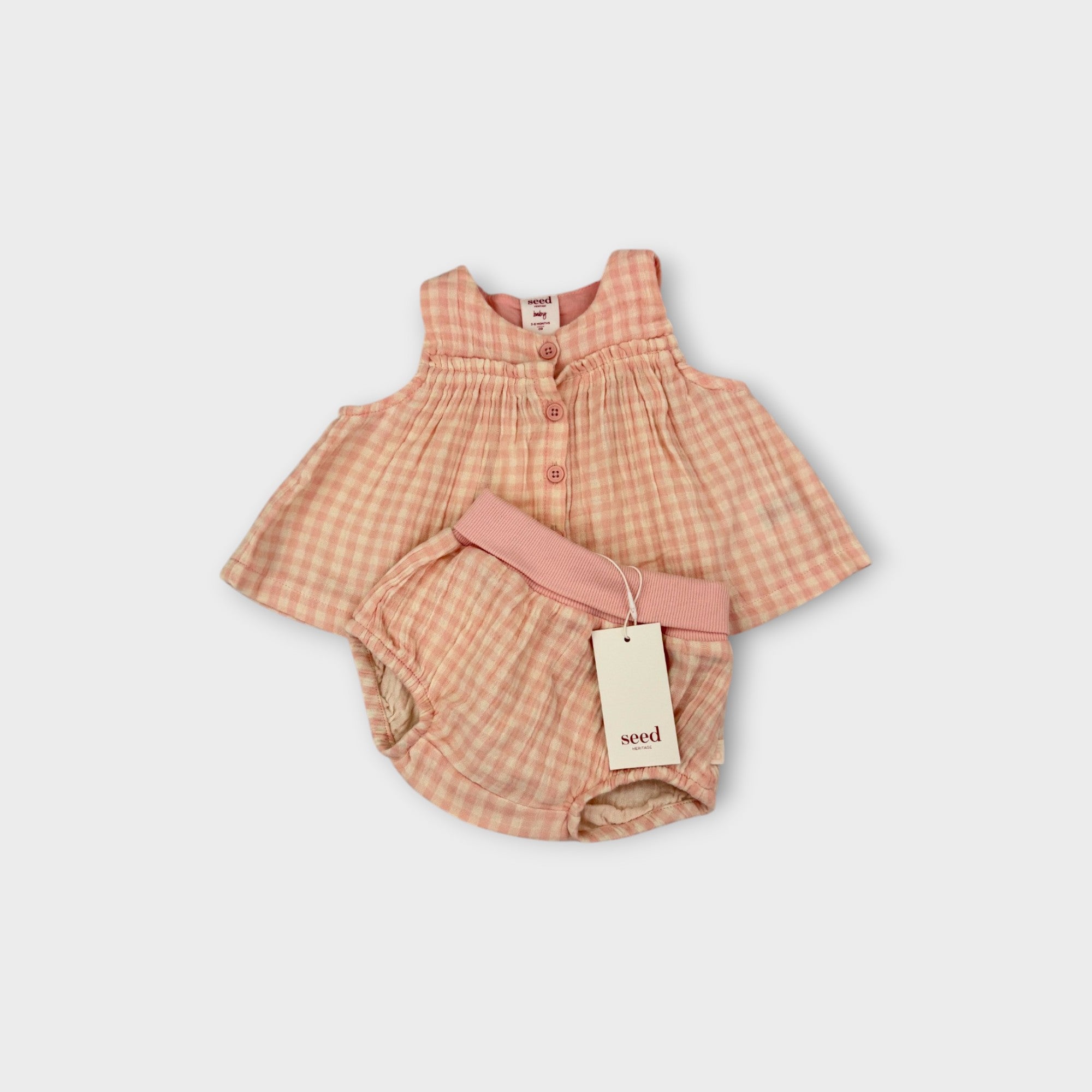 Seed Heritage Pink Gingham Set, Size 00