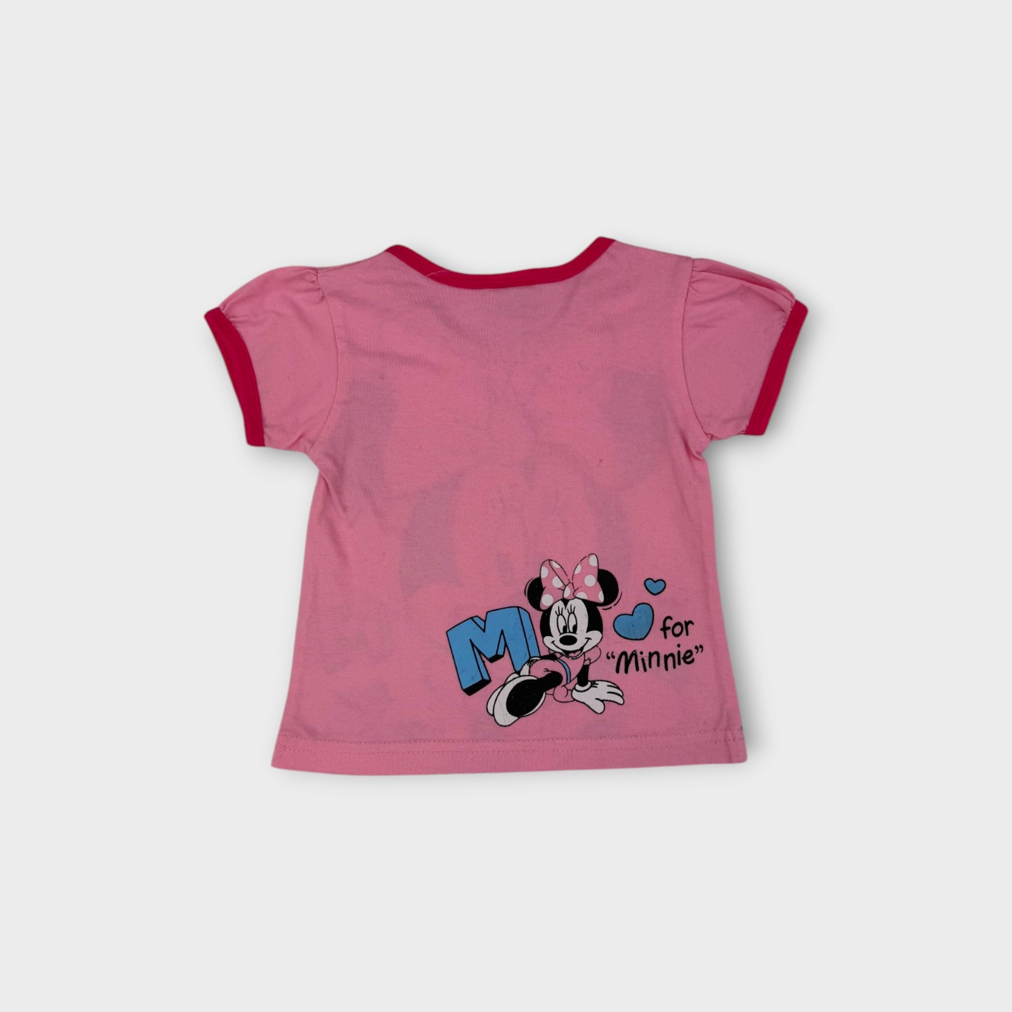 Retro Short-Sleeve Pink Minnie Mouse T-Shirt, Size 2