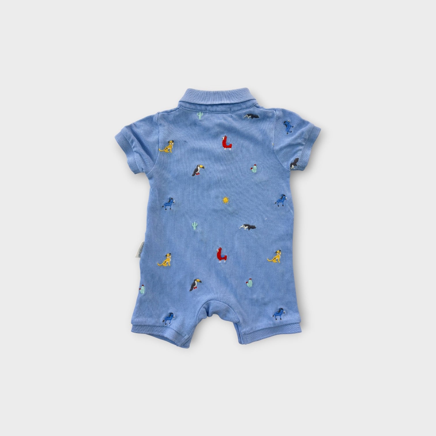 Purebaby Embroidered Polo Romper, Size 000