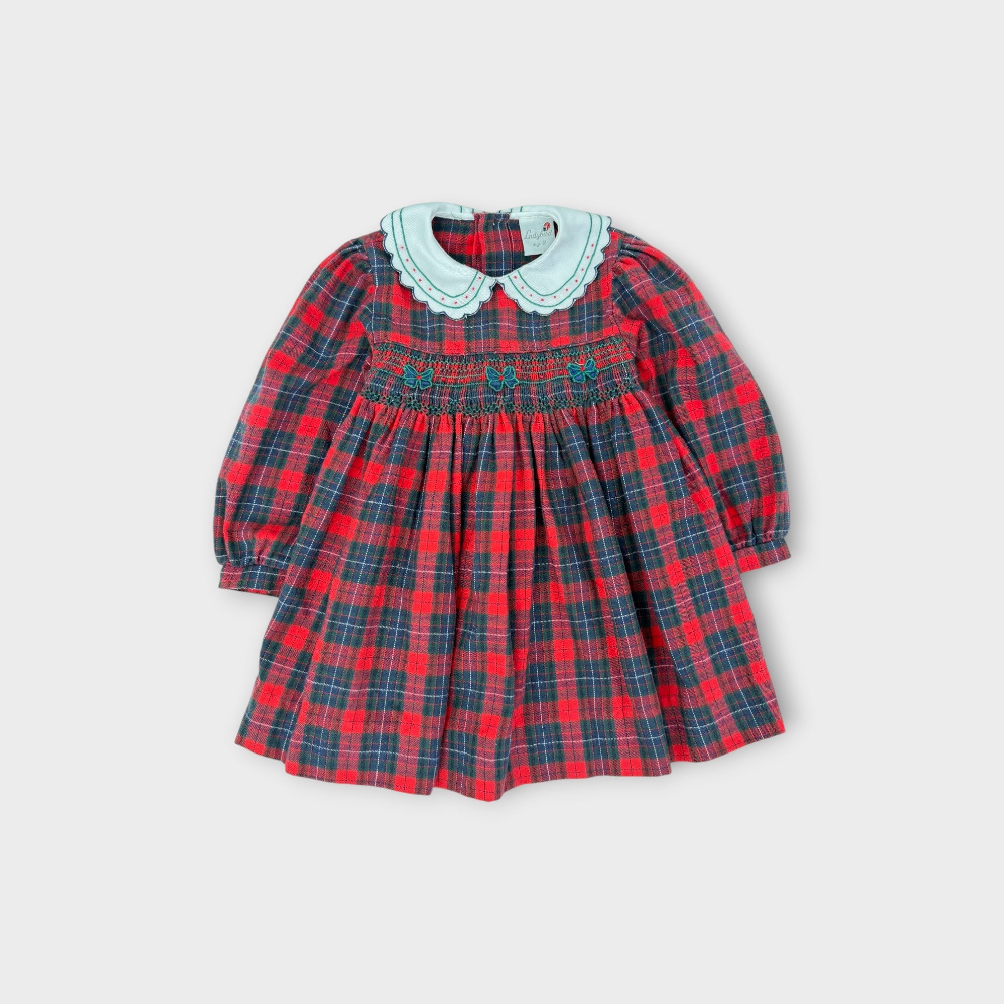 Vintage Ladybird Tartan Smocked Dress, Size 2