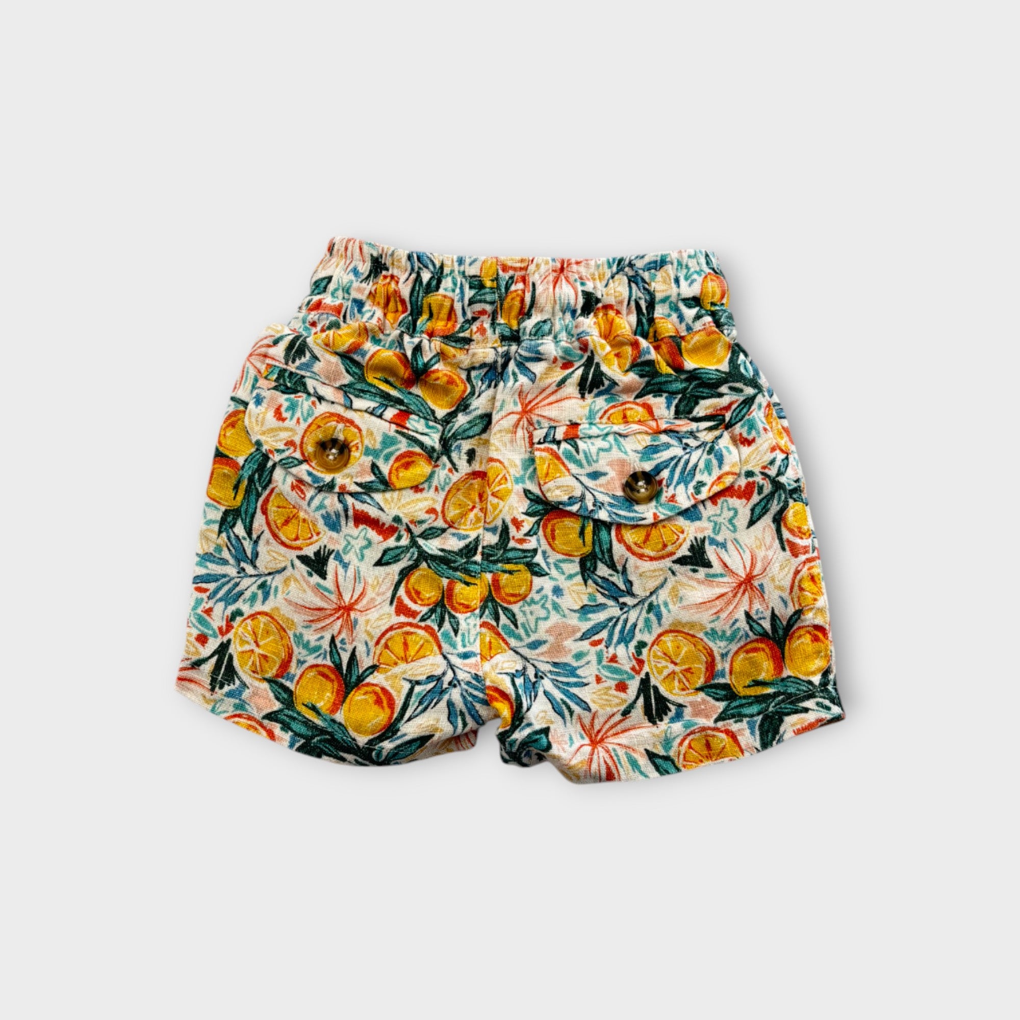 Goldie & Ace Orange Print Linen Shorts, Size 00