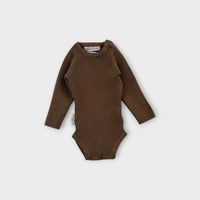 Ziggy Lou Brown Ribbed Bodysuit, Size 0000